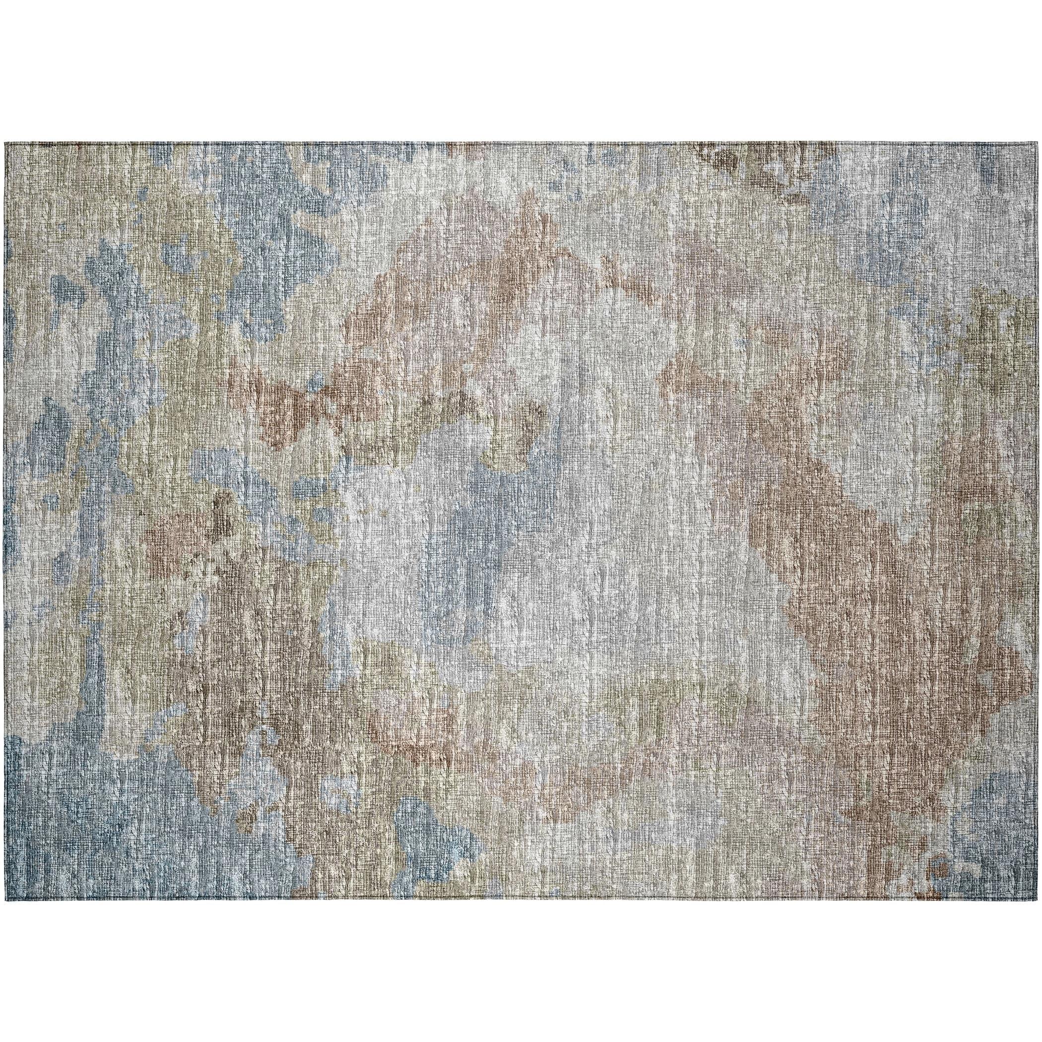 Addison Rugs Indoor/ Outdoor Accord Modern Polyester Washable Rug New 1'8" x 2'6" - Mocha Teal