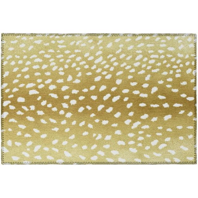 Addison Rugs Indoor/ Outdoor Addison Safari Gazelle Animal Print Washable Area Rug 1'8" x 2'6" - Gilded