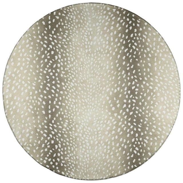 Addison Rugs Indoor/ Outdoor Addison Safari Gazelle Animal Print Washable Area Rug 8' x 8' - Fawn