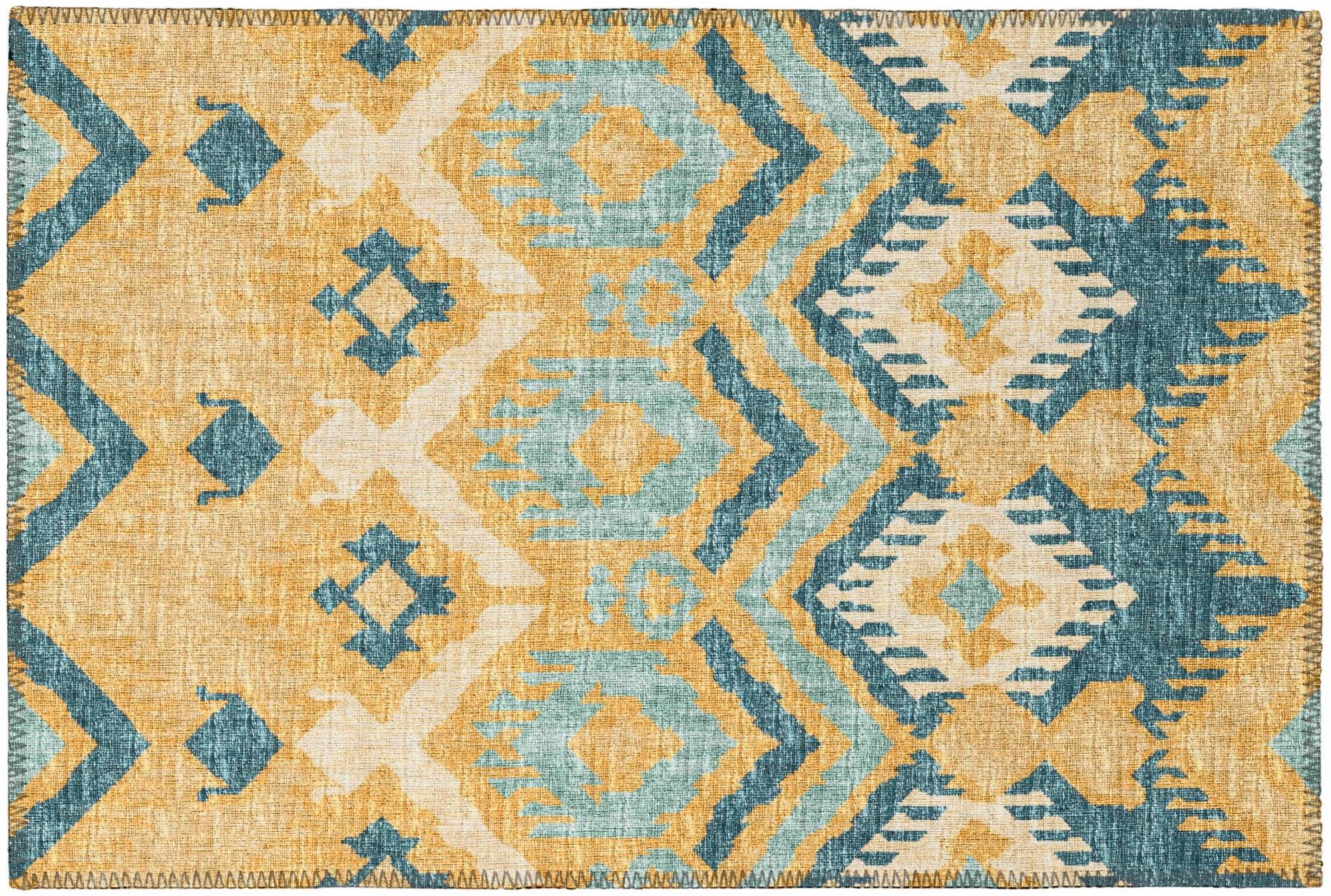 Addison Rugs Indoor/ Outdoor Addison Yuma Southwest Ikat Washable Area Rug 1'8" x 2'6" - Yellow