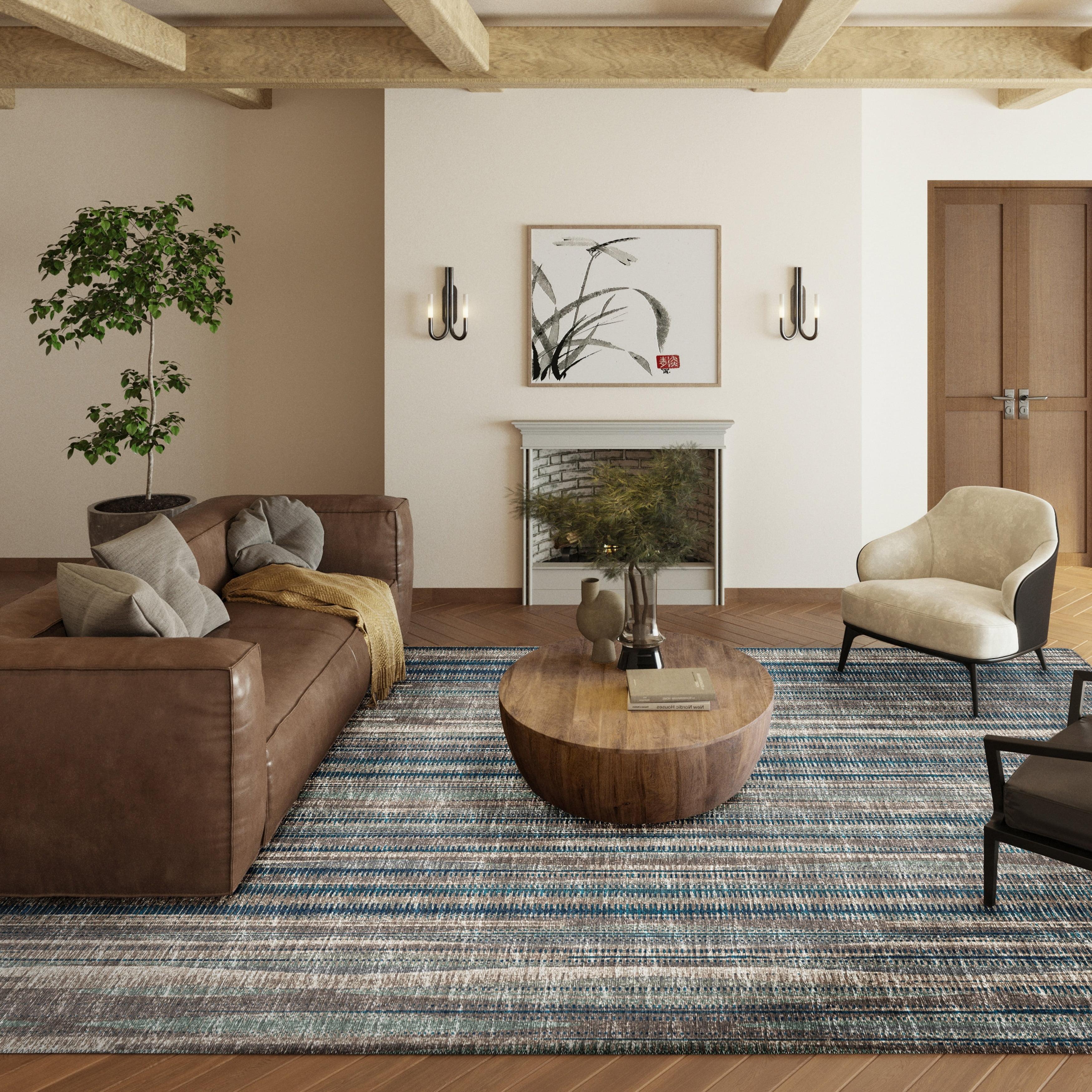 Addison Rugs Indoor/Outdoor Waverly Modern Stripes Washable Rug 3' x 5' - Earth