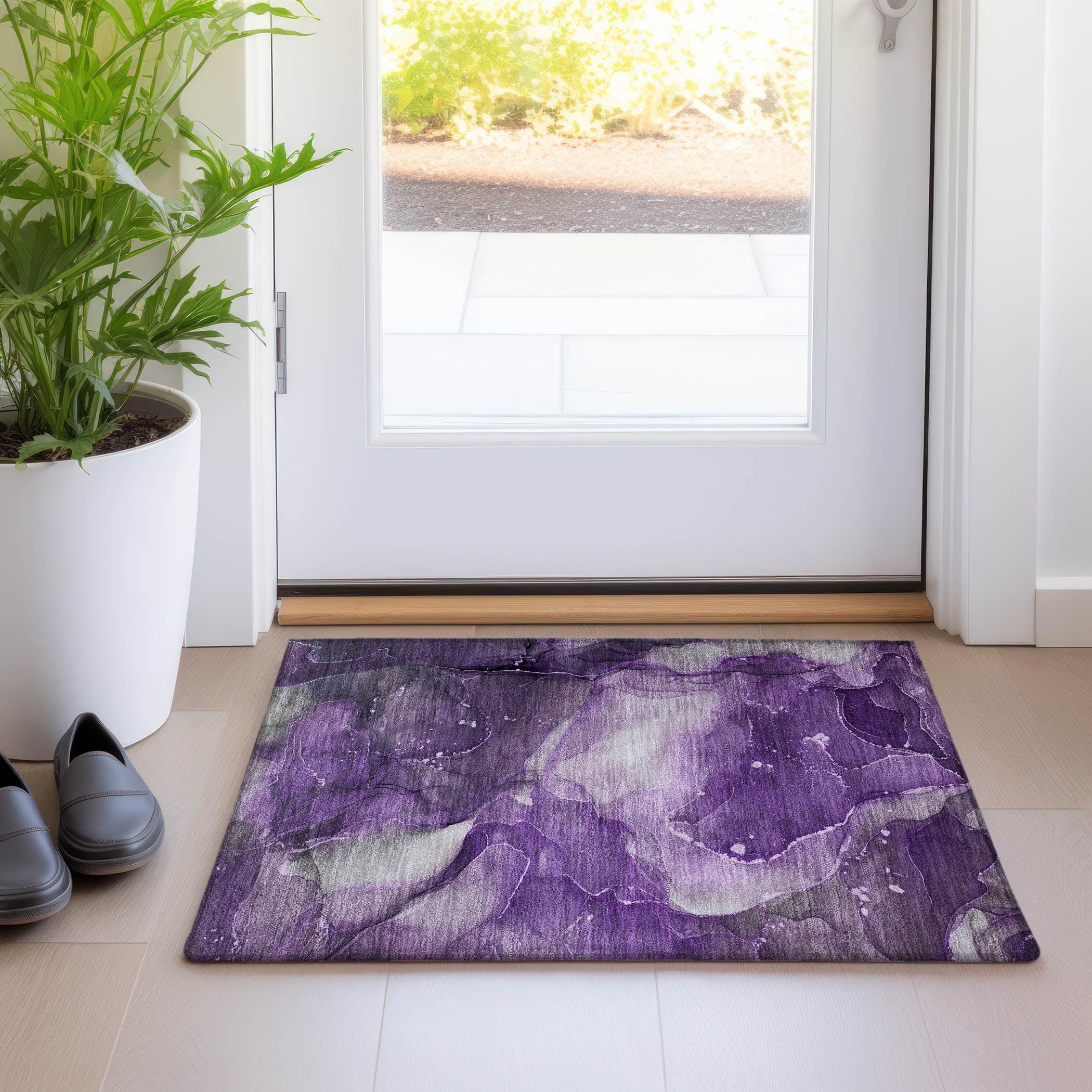 Addison Rugs Chantille Indoor/Outdoor Transitional Watercolors Purple Washable Rectangle Rug, 1'8" x 2'6"