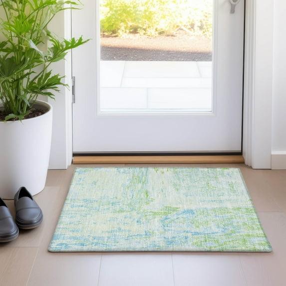 Machine Washable Indoor/Outdoor Christain ACN1352 Mint Rug