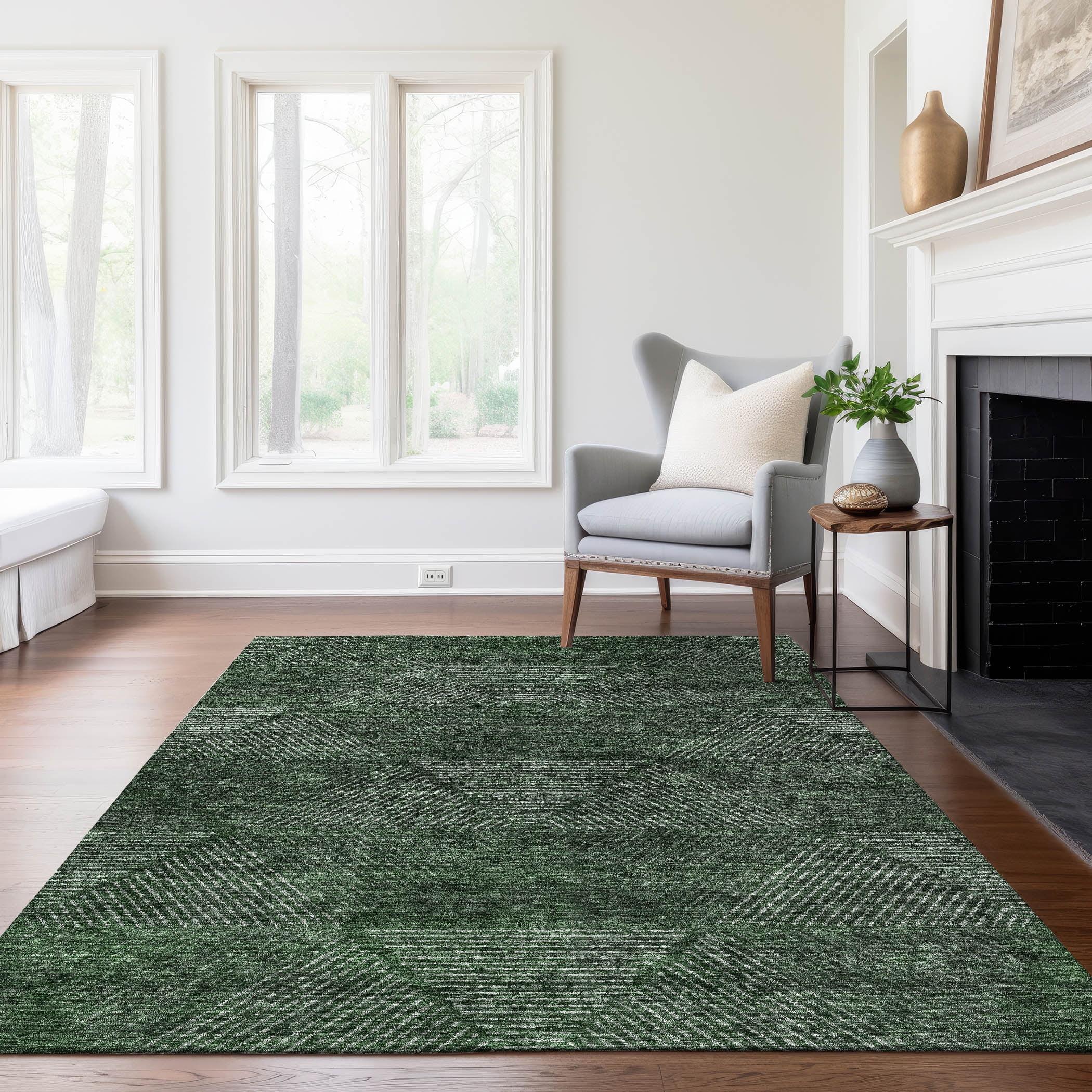 Addison Rugs Chantille Indoor/Outdoor Transitional Geometric Fern Washable Rectangle Rug, 5' x 7'6"