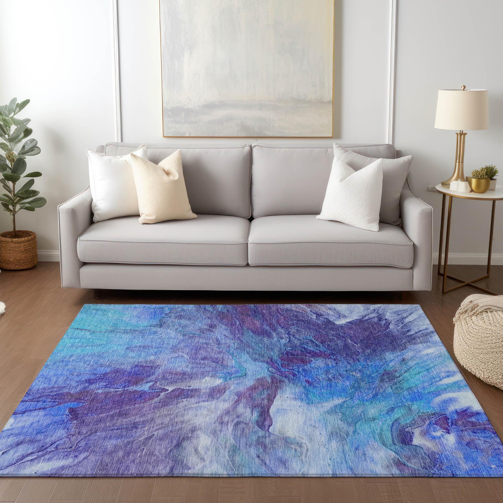 Addison Rugs Chantille Indoor/Outdoor Transitional Modern Blue Washable Rectangle Rug, 3' x 5'