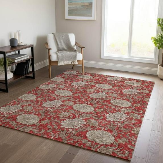 Addison Rugs Chantille Indoor/Outdoor Transitional Floral Red Washable Rectangle Rug, 2'6" x 3'10"