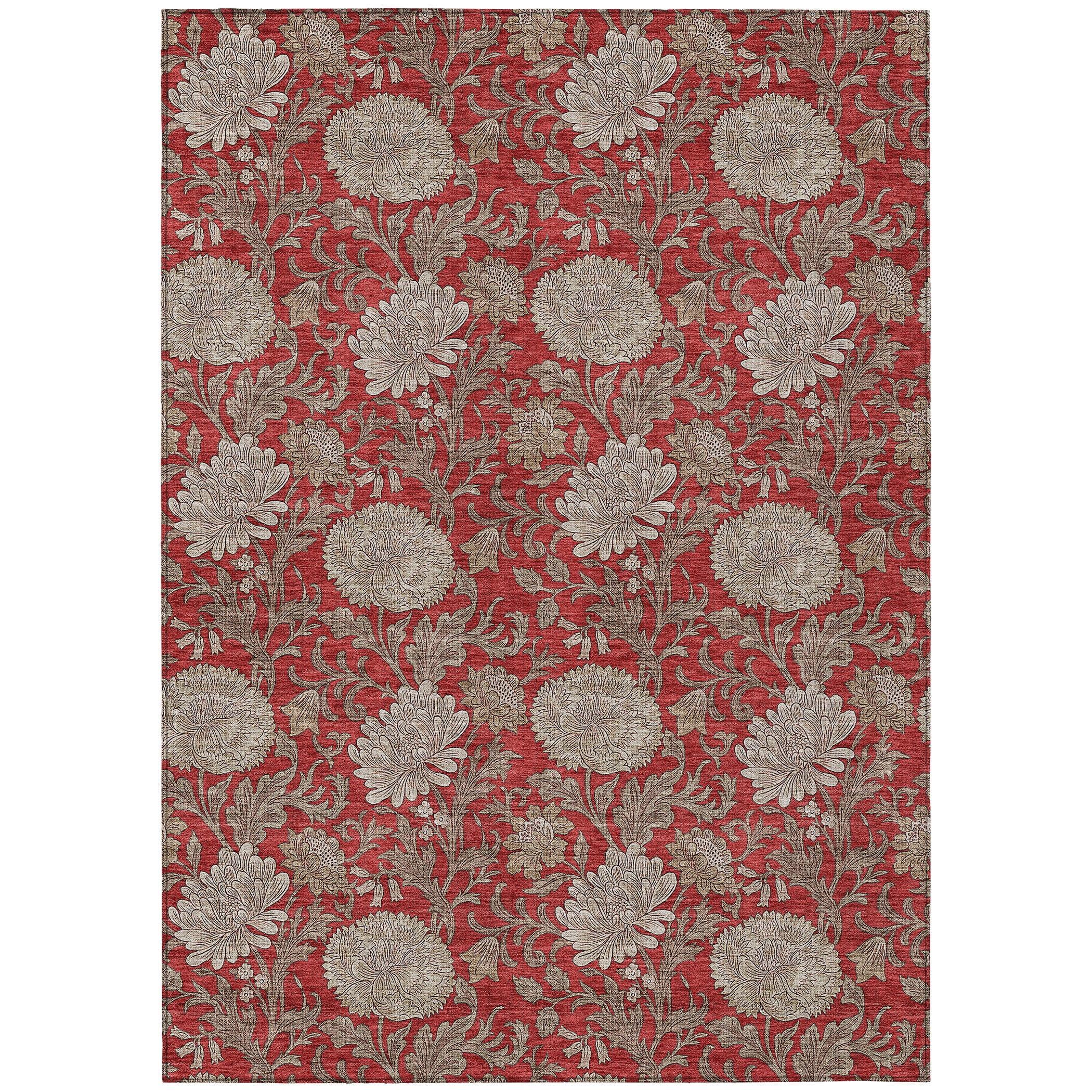 Addison Rugs Machine Washable Indoor/ Outdoor Chantille Floral Rug Red - 2'6" x 3'10"