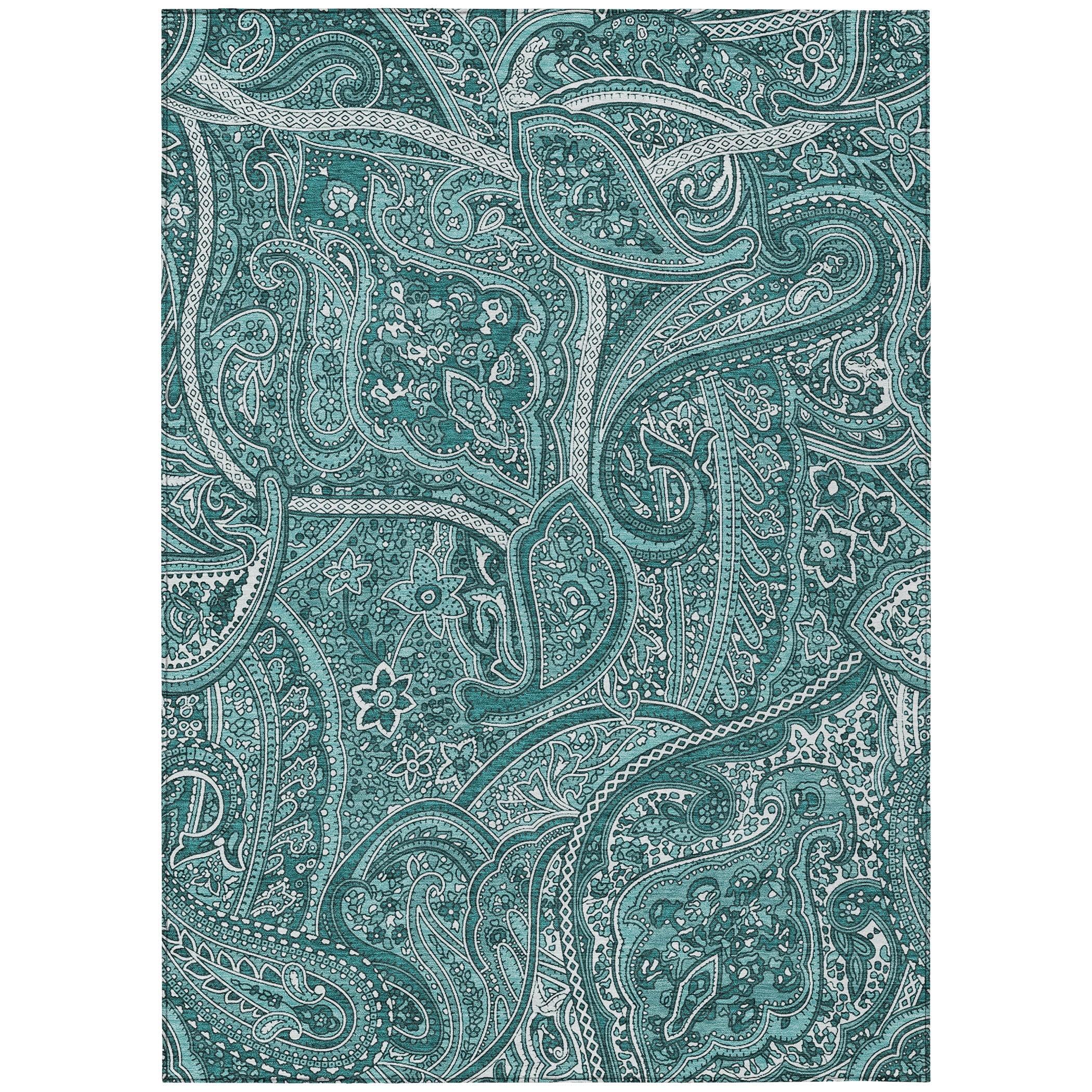Addison Rugs Machine Washable Indoor/ Outdoor Chantille Traditional Paisley Rug Teal - 3' x 5'