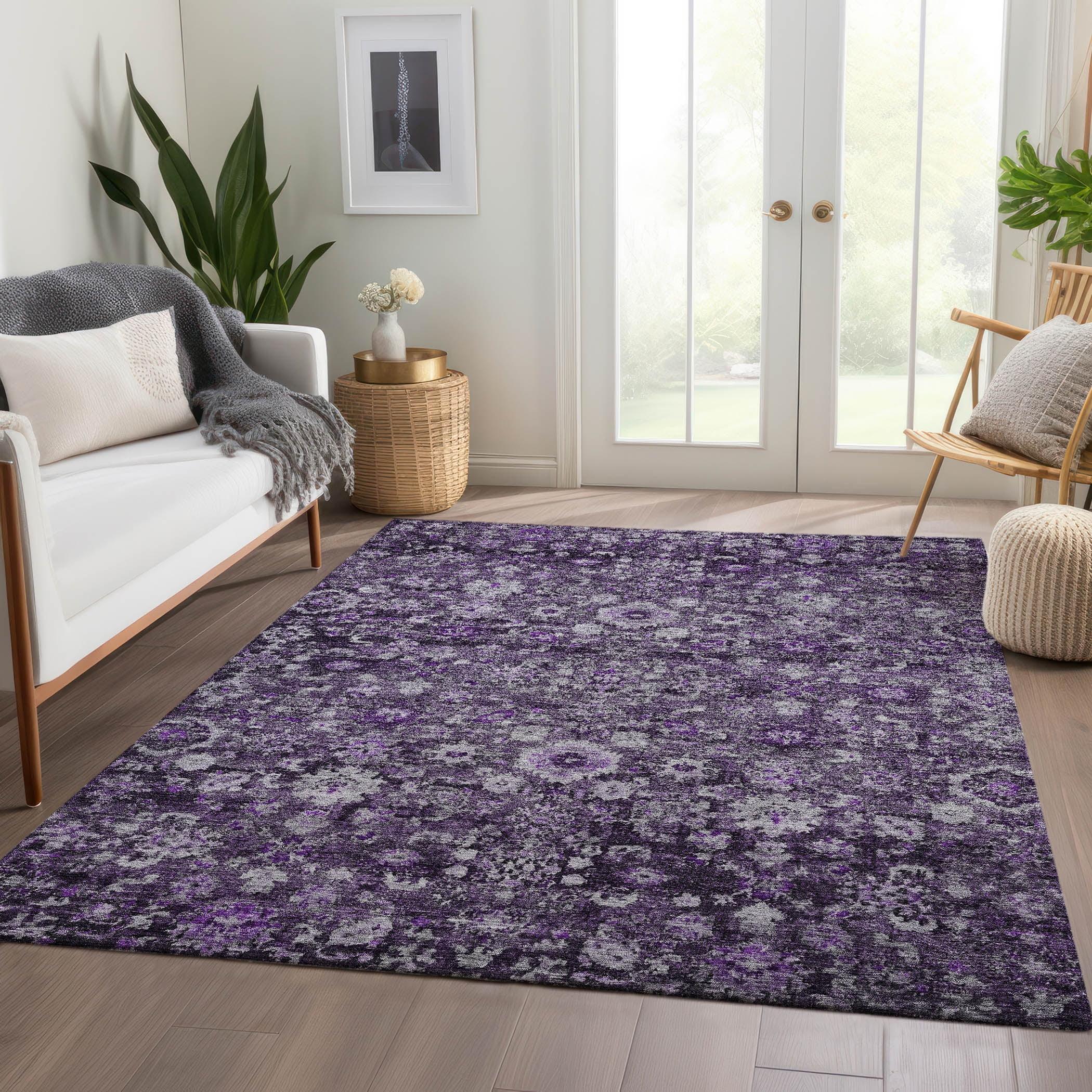 Addison Rugs Chantille Indoor/Outdoor Traditional Oriental Purple Washable Rectangle Rug, 3' x 5'