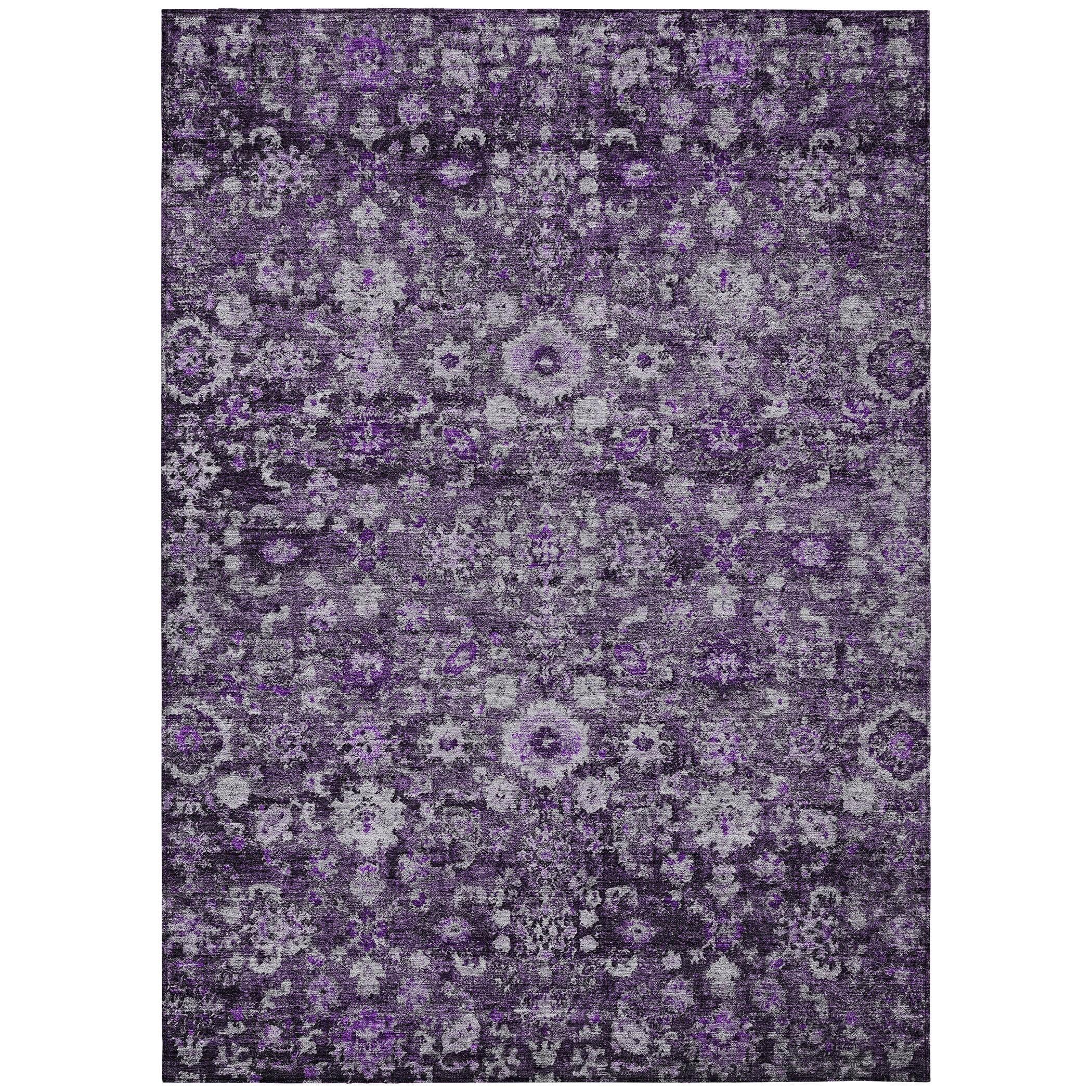 Addison Rugs Machine Washable Indoor/ Outdoor Chantille Traditional Vintage Floral Rug Purple - 8' x 10'