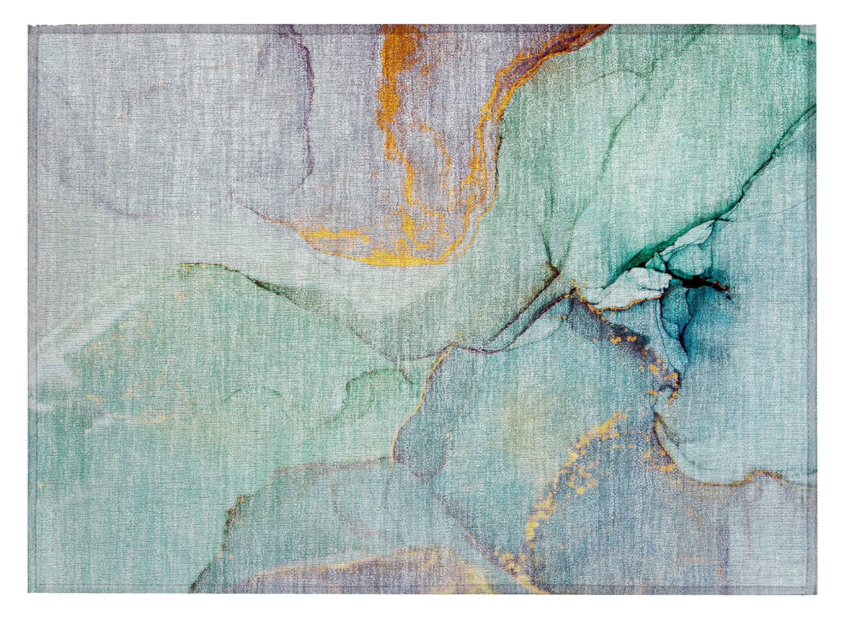 Addison Rugs Chantille Indoor/Outdoor Transitional Watercolors Teal Washable Rectangle Rug, 1'8" x 2'6"