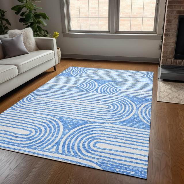 Addison Rugs Chantille Indoor/Outdoor Contemporary Art Deco Blue Washable Rectangle Rug, 2'6" x 3'10"