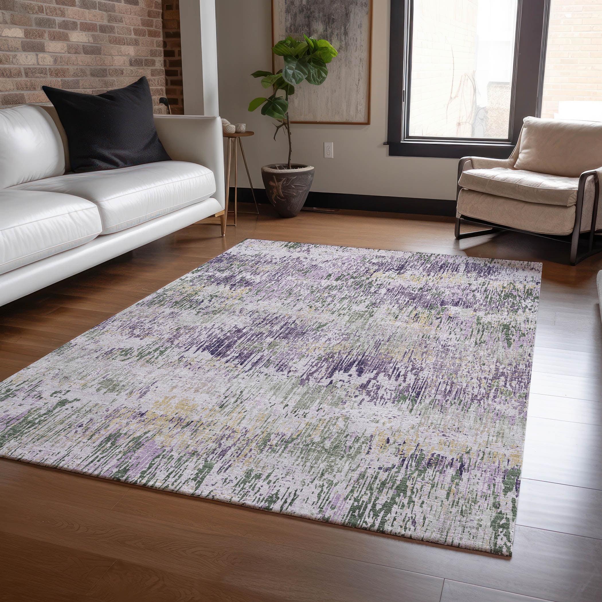 Machine Washable Indoor/Outdoor Chantille ACN1379 Lavender Rug