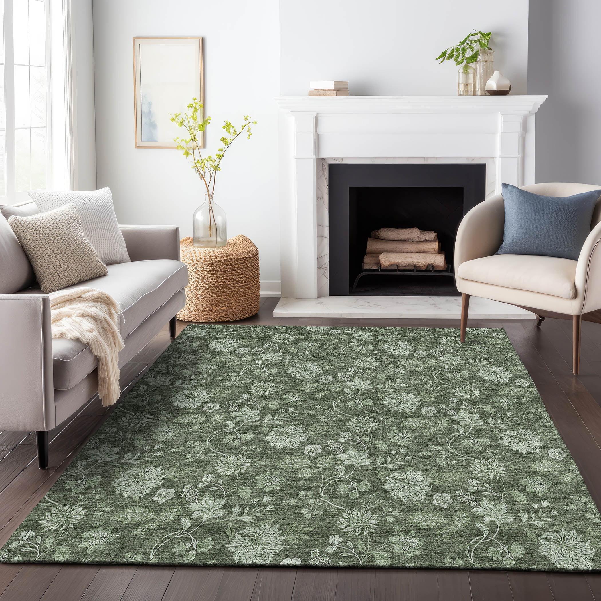 Premium Machine Washable Mayfield Olive Rug