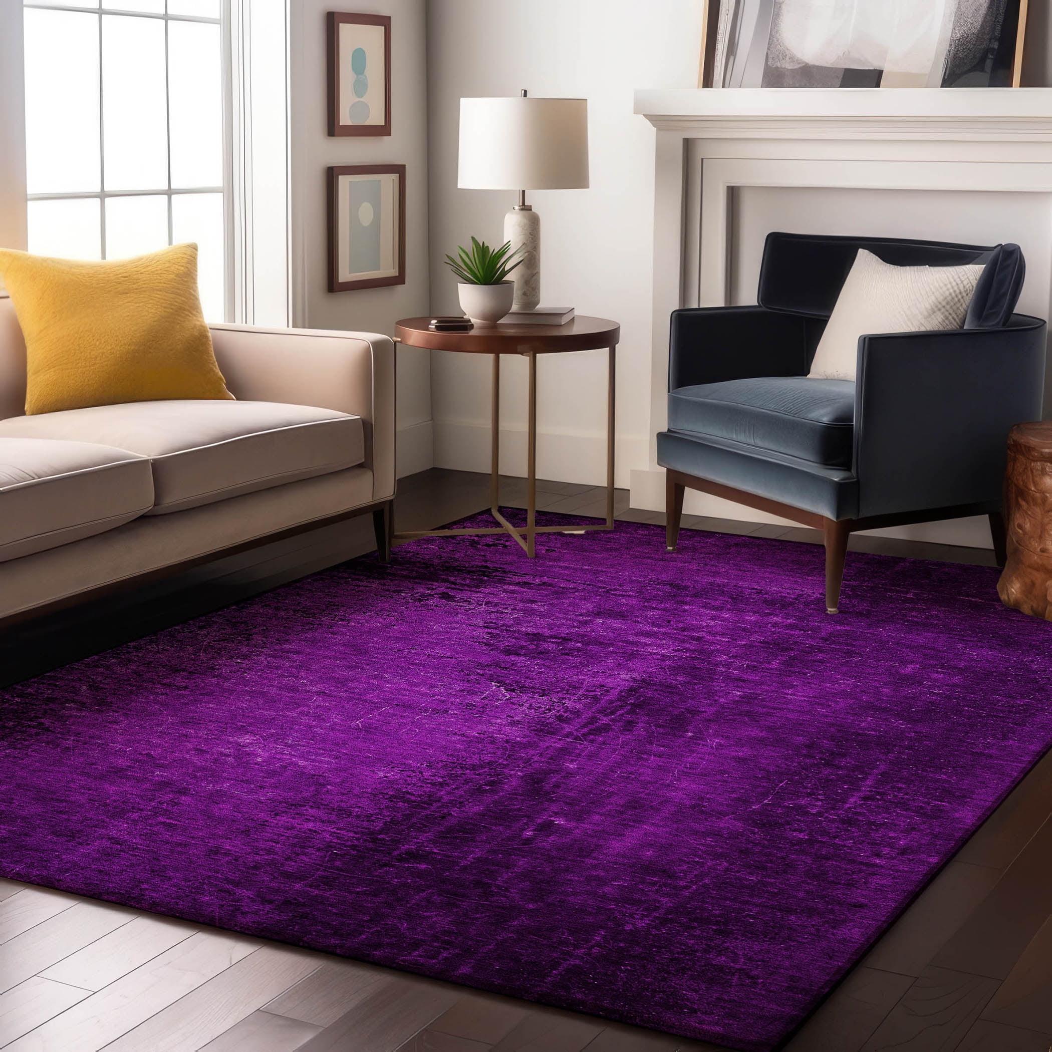 Addison Rugs Mayfield Washable Transitional Organic Purple Rectangle Rug, 3' x 5'