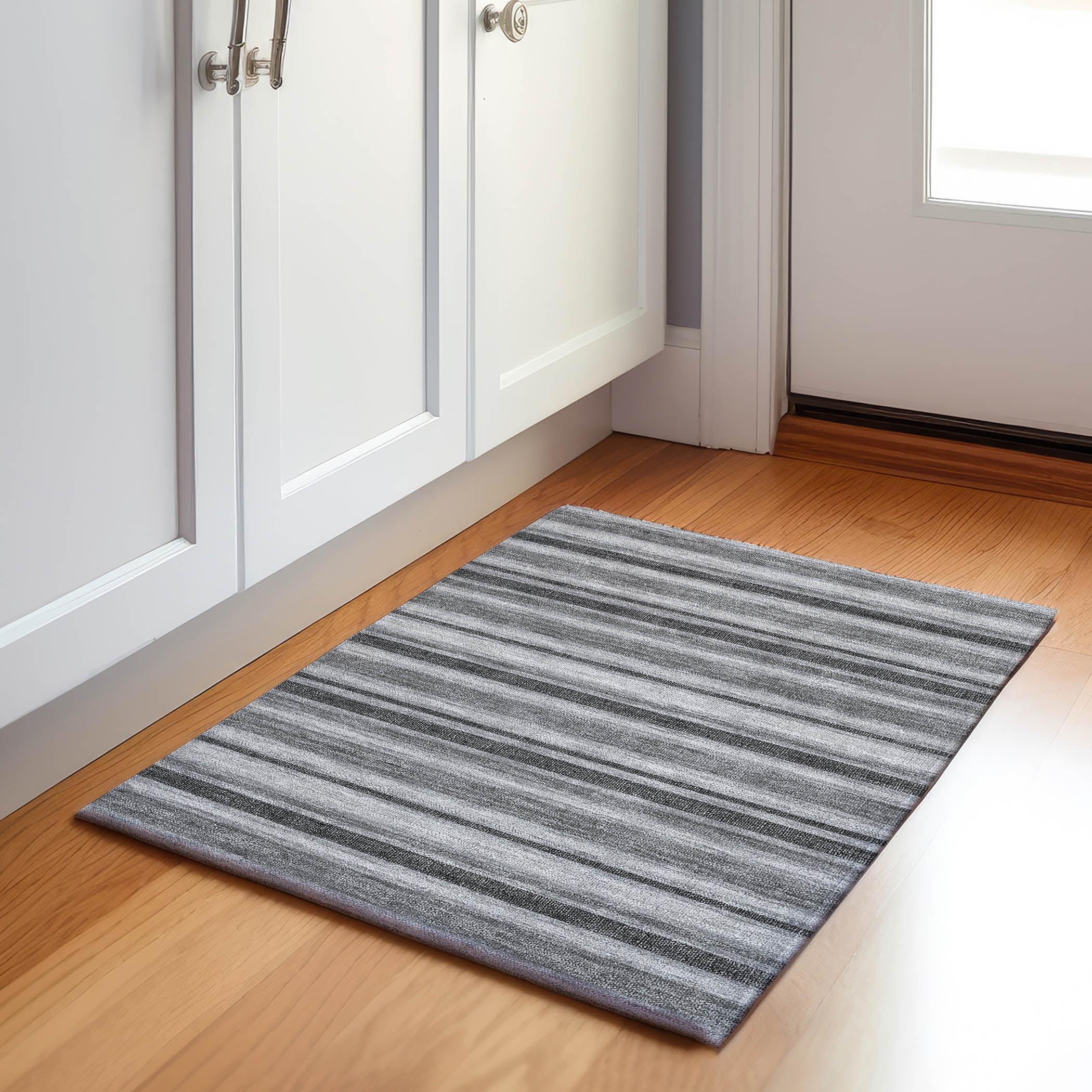 Addison Rugs Mayfield Washable Transitional Stripes Gray Rectangle Rug, 1'8" x 2'6"