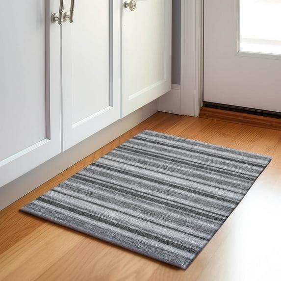 Addison Rugs Mayfield Washable Transitional Stripes Gray Rectangle Rug, 1'8" x 2'6"