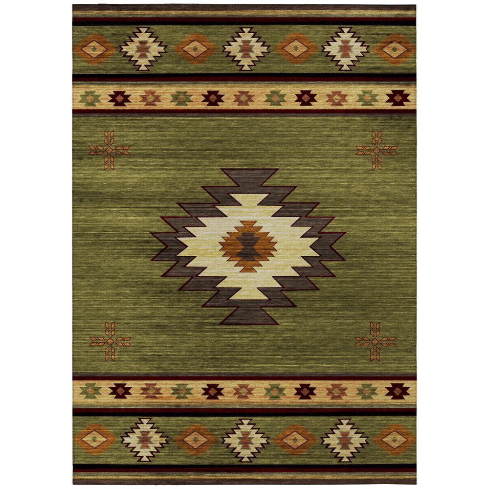 Sonora Green Southwestern Washable 10' x 14' Rug