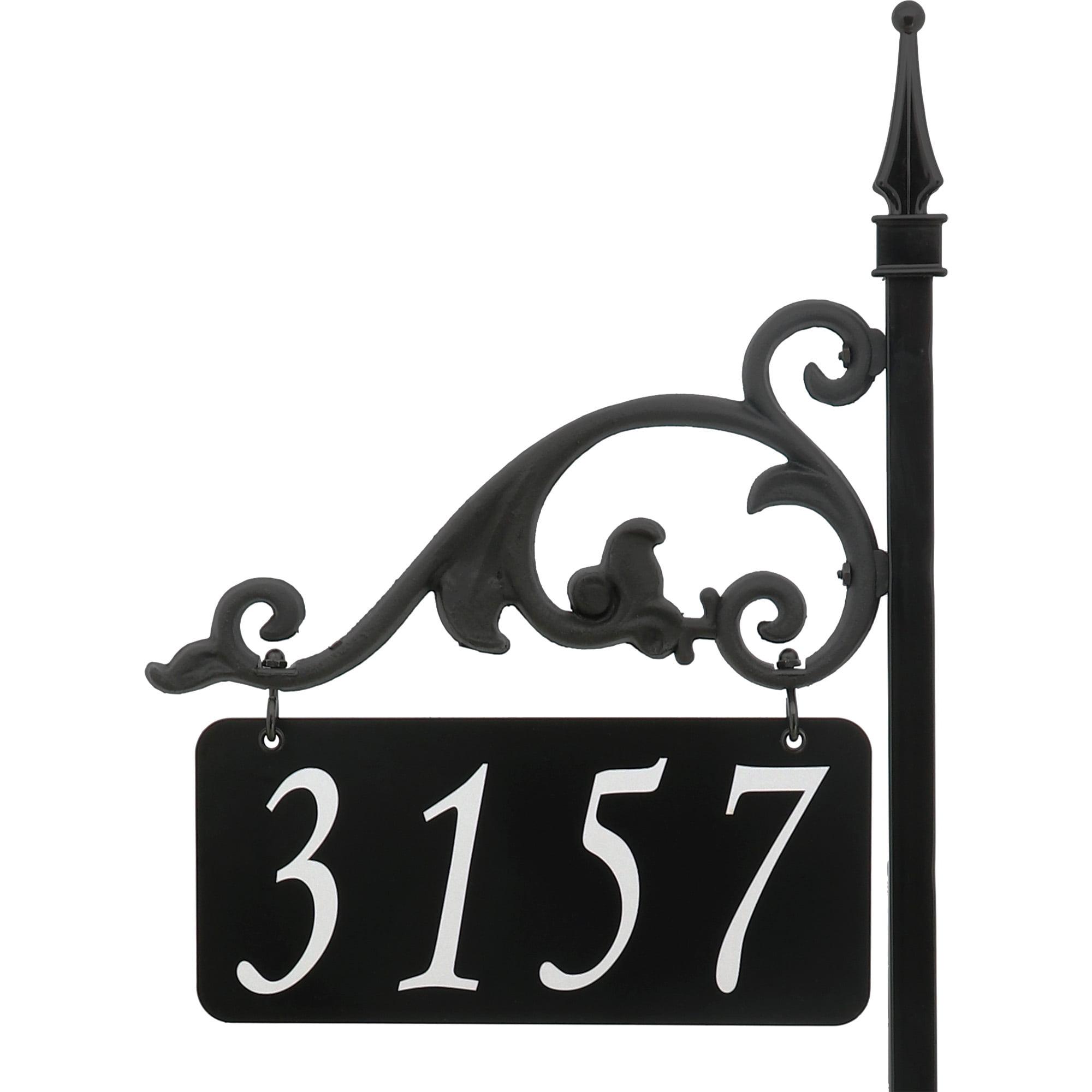 Annandale Black Metal Reflective Address Plaque with 30" Pole