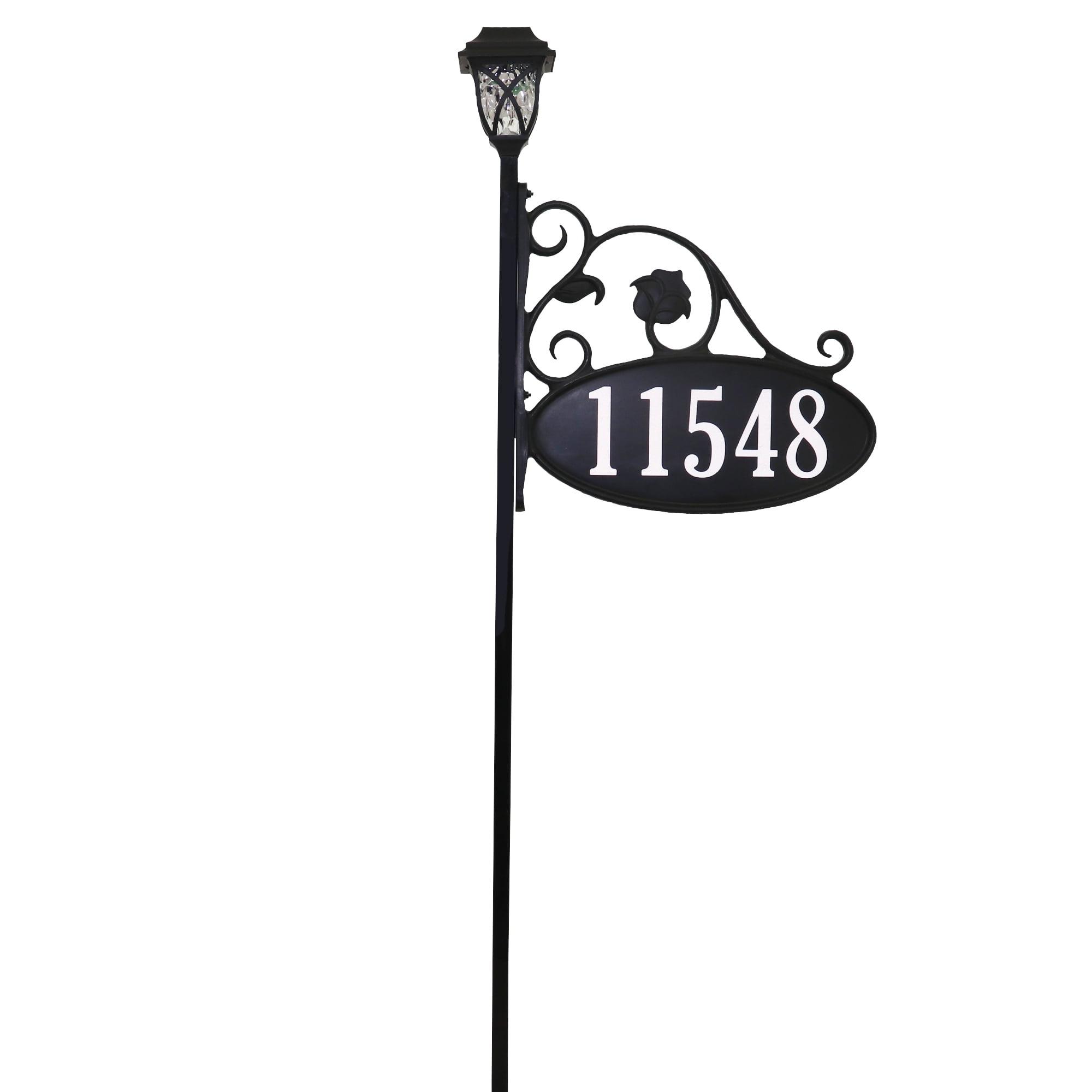 Address America USA Handcrafted, Double-Sided Park Place Reflective Address Sign With Solar Light - 30" Pole