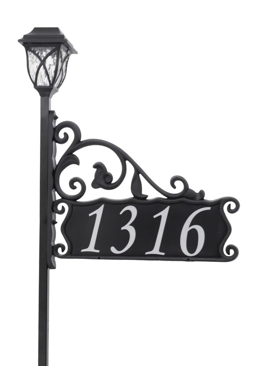 Black Metal and Plastic Address Plaque with LED Solar Light