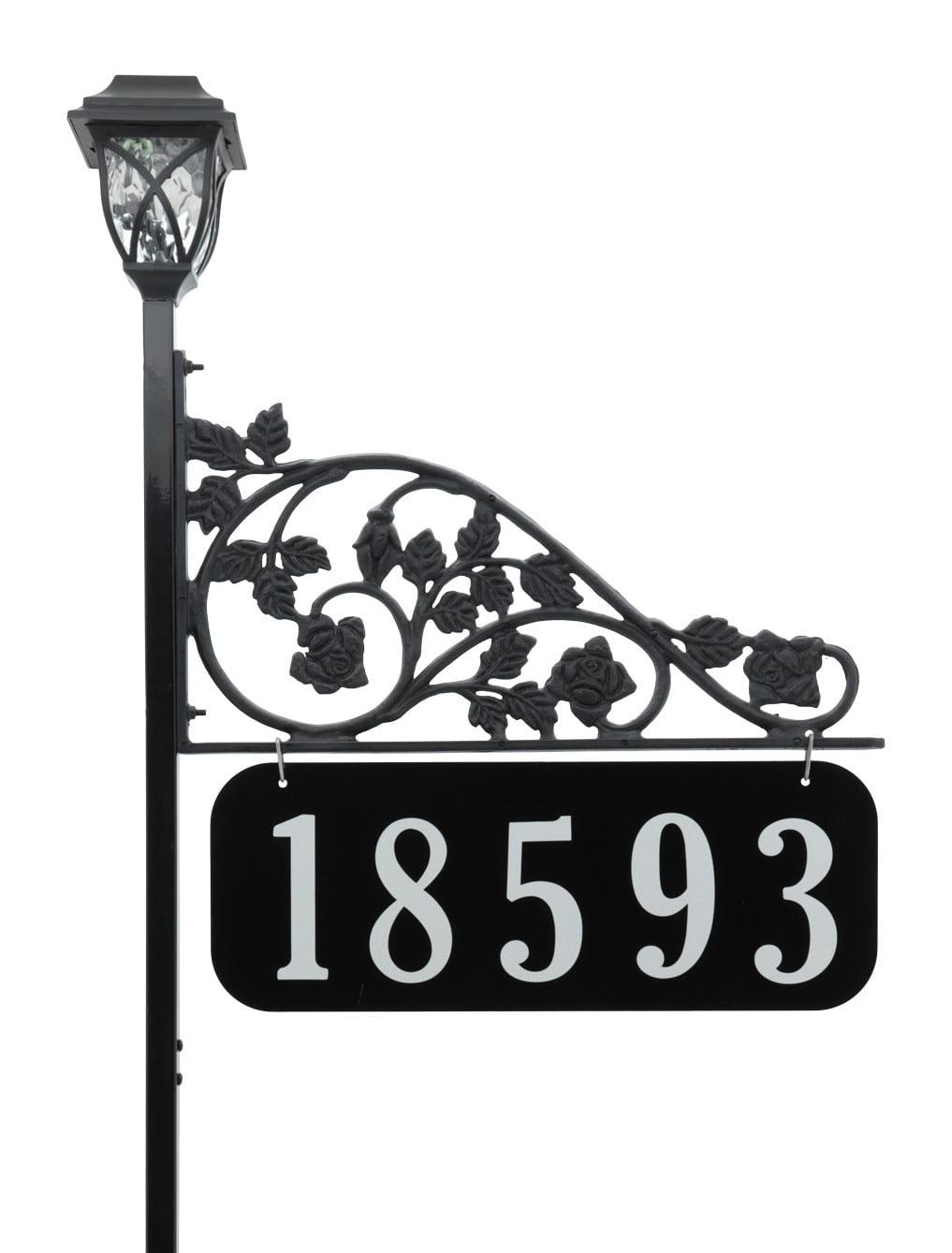 Address America USA Handcrafted, Double-Sided Rose Address Sign With Solar Light - 47" Pole