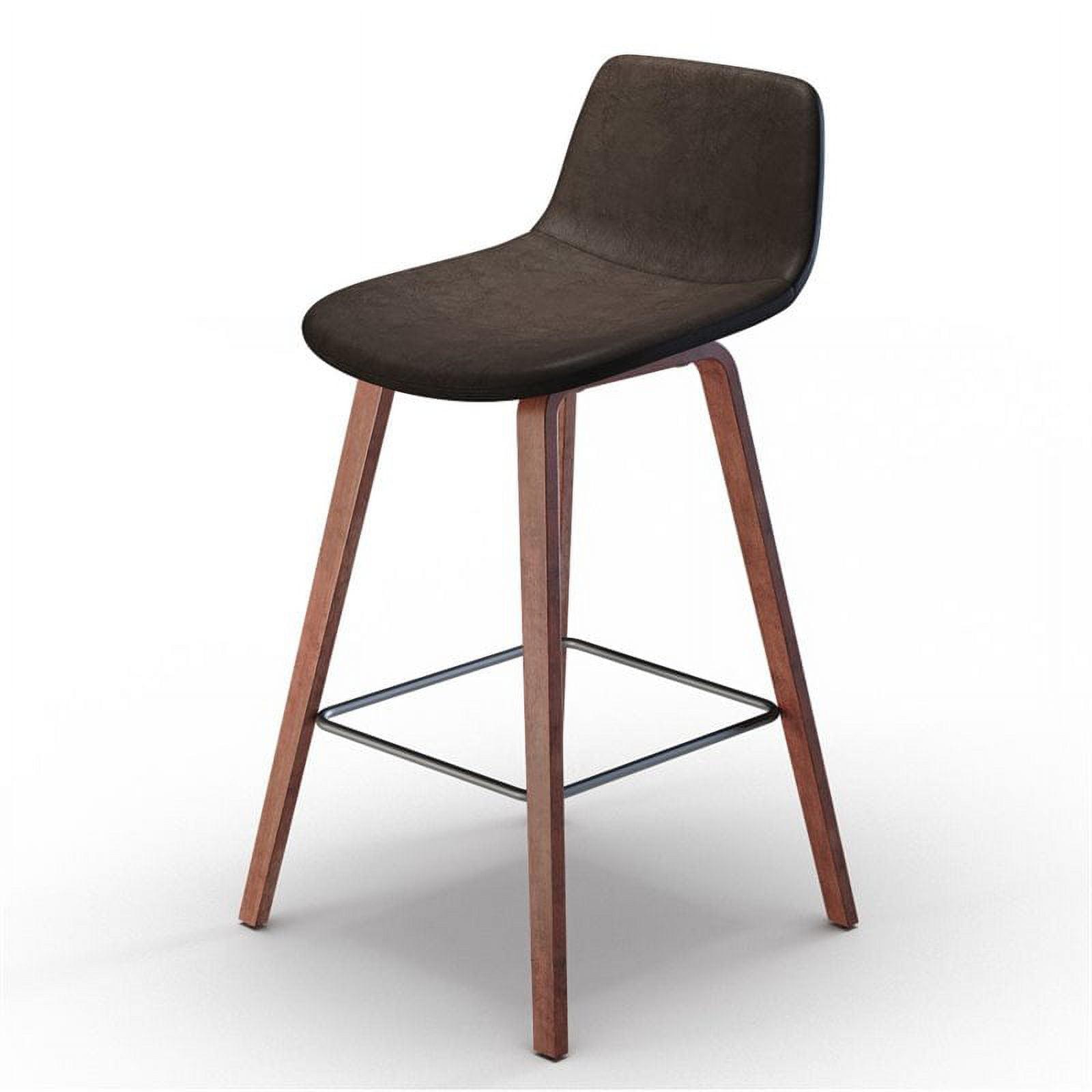 Addy 26" Brown Faux Leather Counter Stool with Wood Legs