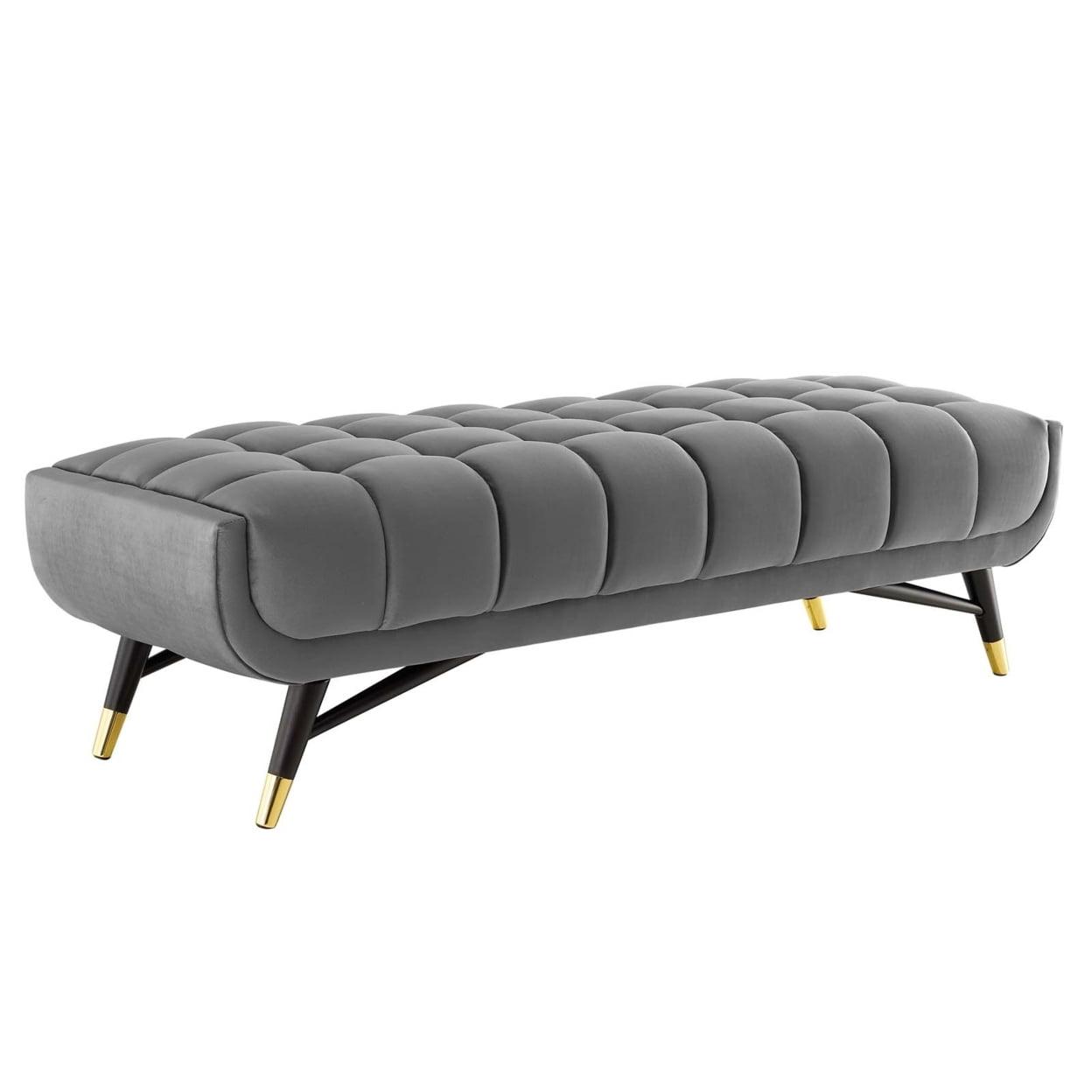 Adept 60" Performance Velvet Bench Gray