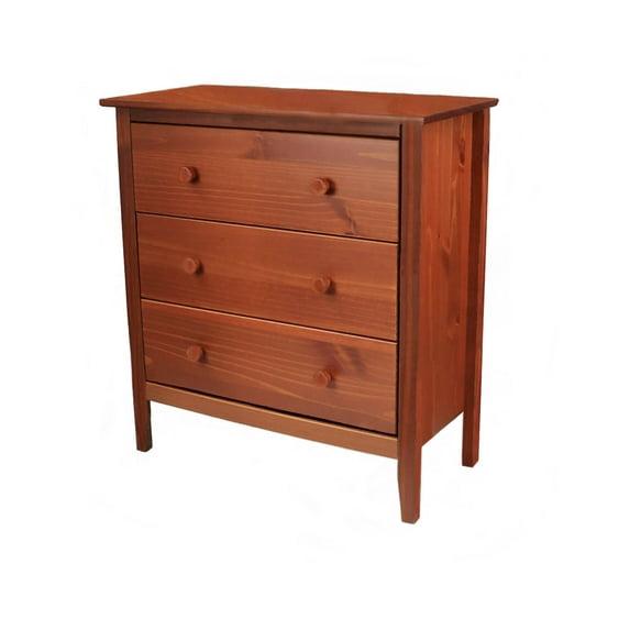Templeton Adeptus Pine Solid Wood 3 Drawer Modern Design Chest, Pecan Brown