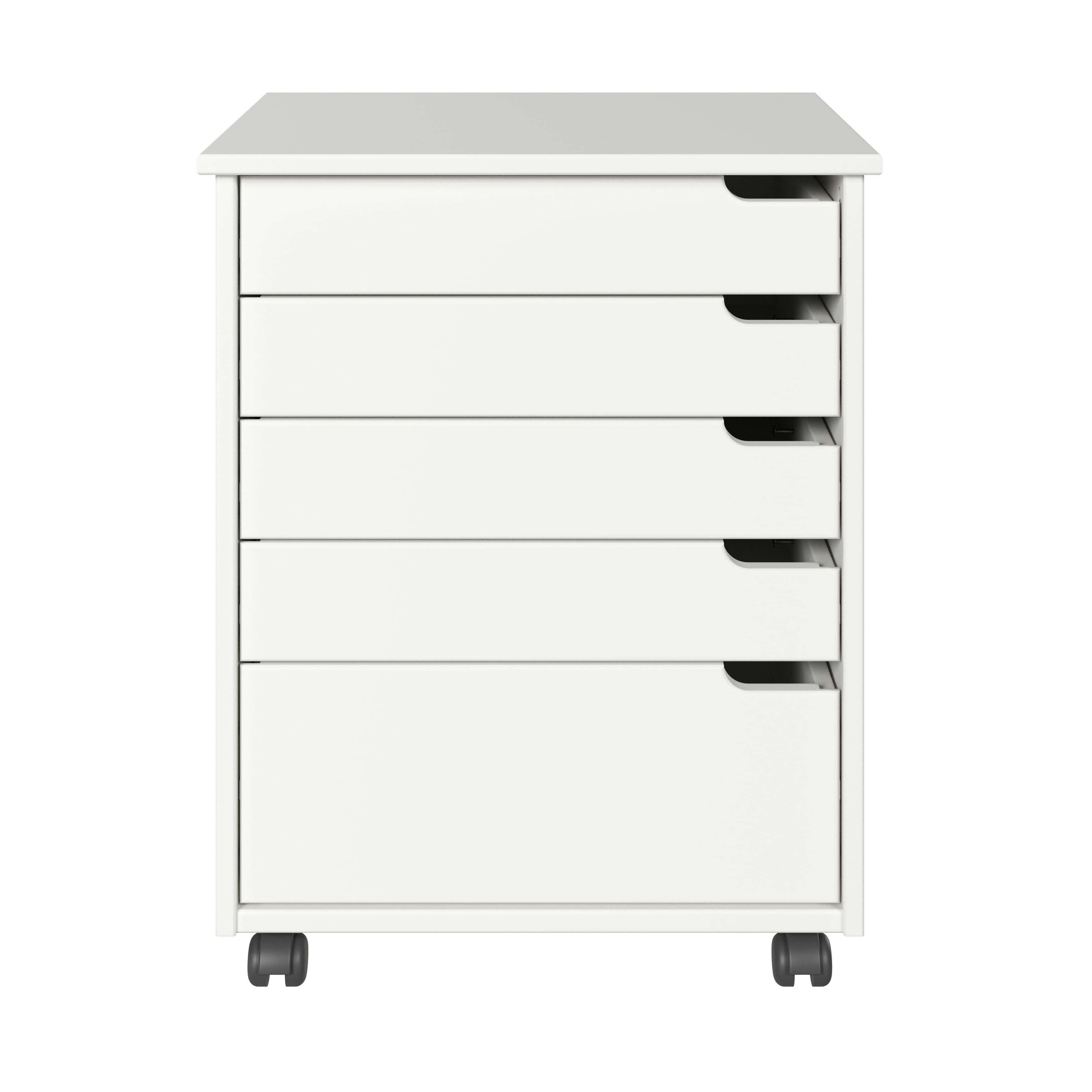 Adeptus Original Euro Roll Cart, Solid Wood, 4+1 Drawer Extra Wide Drawers Roll Carts, White
