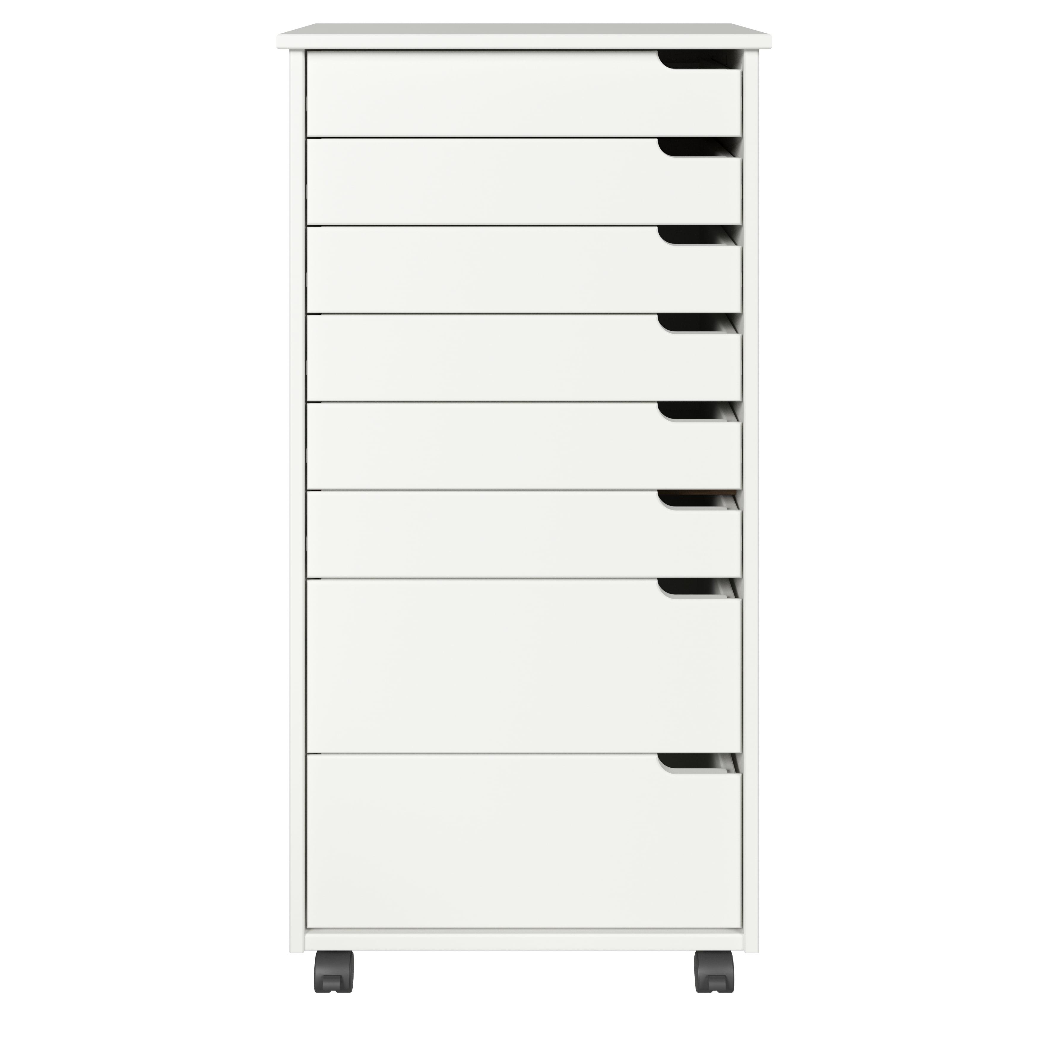 Adeptus Original Euro Roll Cart, Solid Wood, 6+2 Drawer Extra Wide Drawers Roll Carts, White