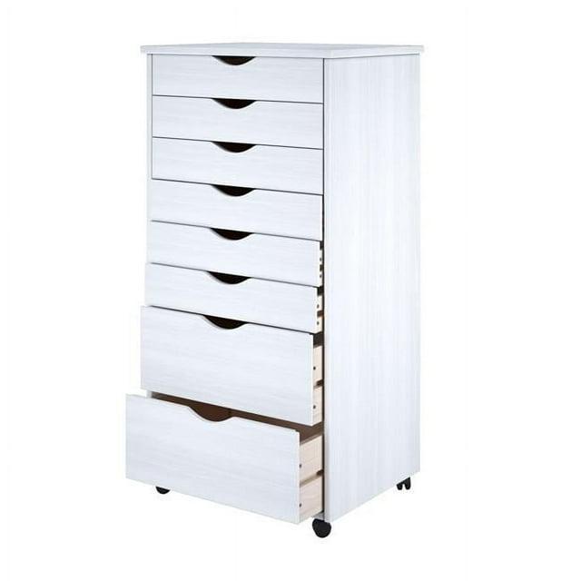 Adeptus Solid Wood   6+2 Drawer Wide Roll Cart - White