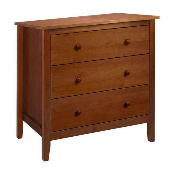 Templeton Adeptus Pine Solid Wood 3 Drawer Modern Design Chest, Pecan Brown
