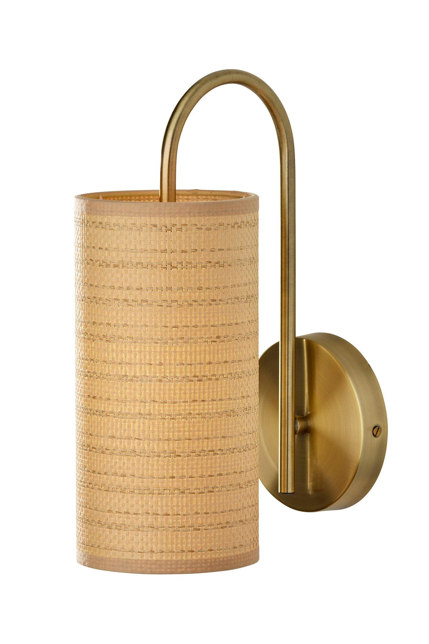 Adesso Mendoza Wall Lamp Brass: ETL Listed, 13.5" Height, Dimmable, Antique Finish, Metal Body