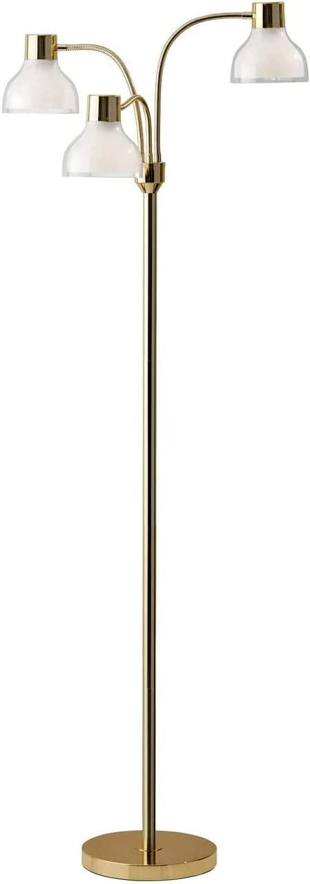 69" Presley 3 Arm Floor Lamp Gold - Adesso: ETL Listed, Metal Body, Plastic Shade, No Bulb Included
