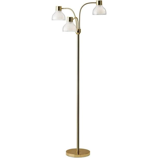69" Presley 3 Arm Floor Lamp Gold - Adesso: ETL Listed, Metal Body, Plastic Shade, No Bulb Included