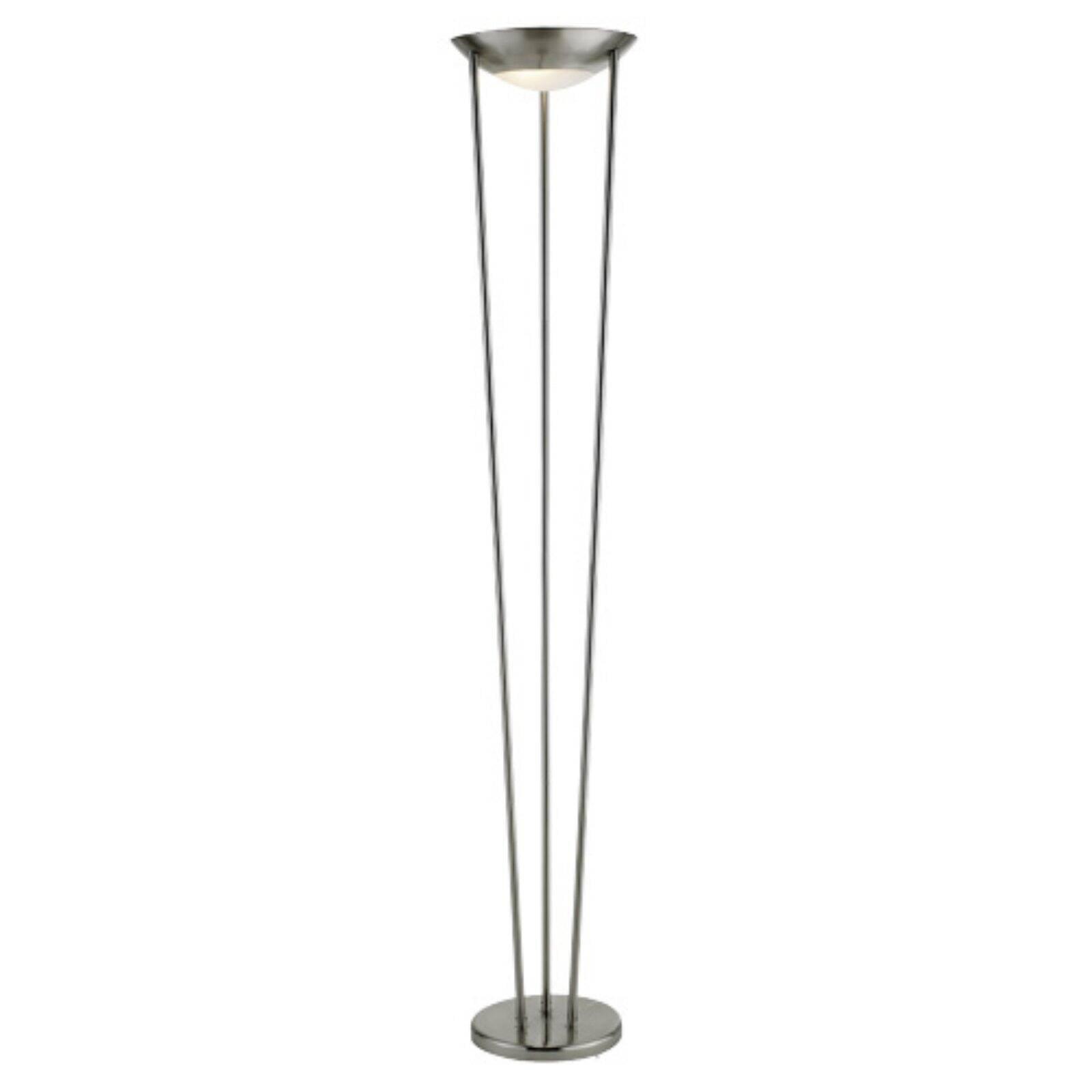 Odyssey Brushed Steel 71" Torchiere Floor Lamp with Frosted Glass