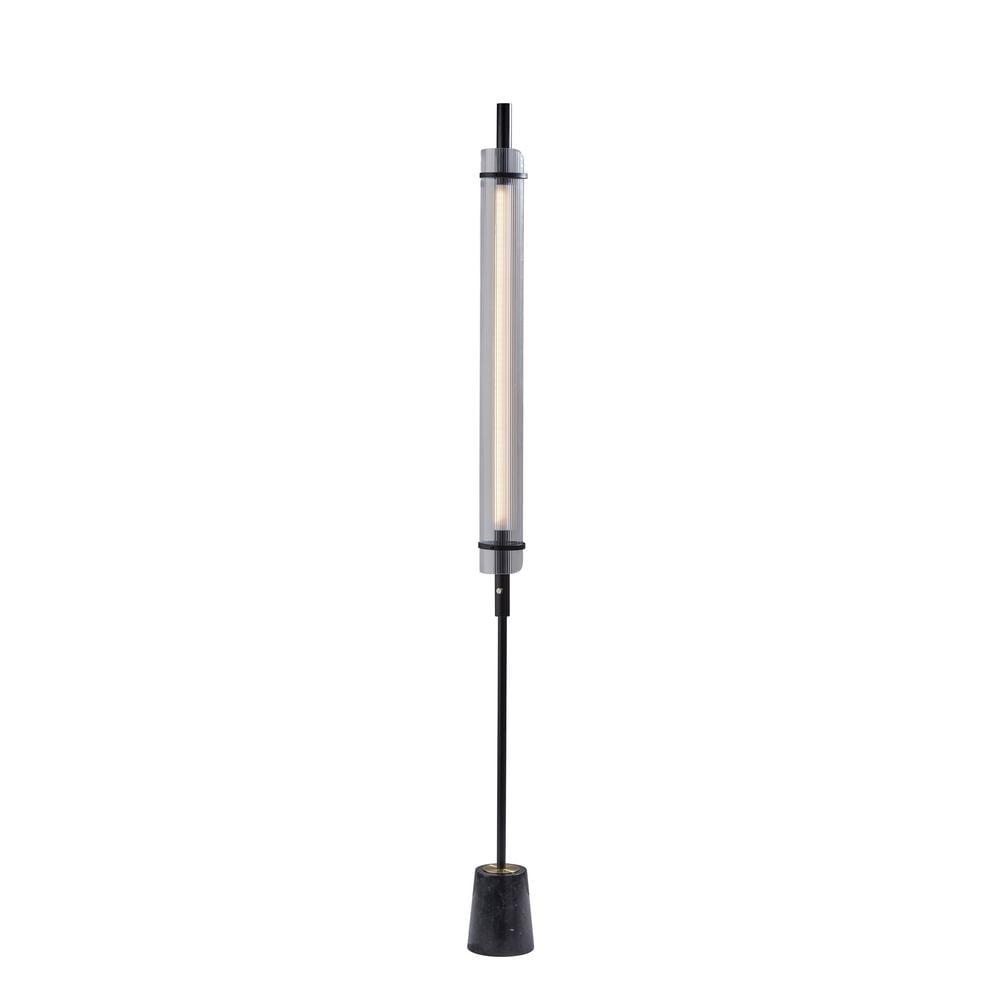 Flair 71" Black Marble and Brass LED Floor Lamp