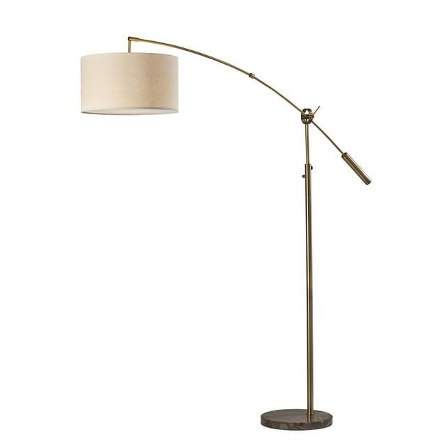 Adler Arc Floor Lamp Antique Brass - Adesso: Adjustable, Mid-Century Modern, ETL Listed