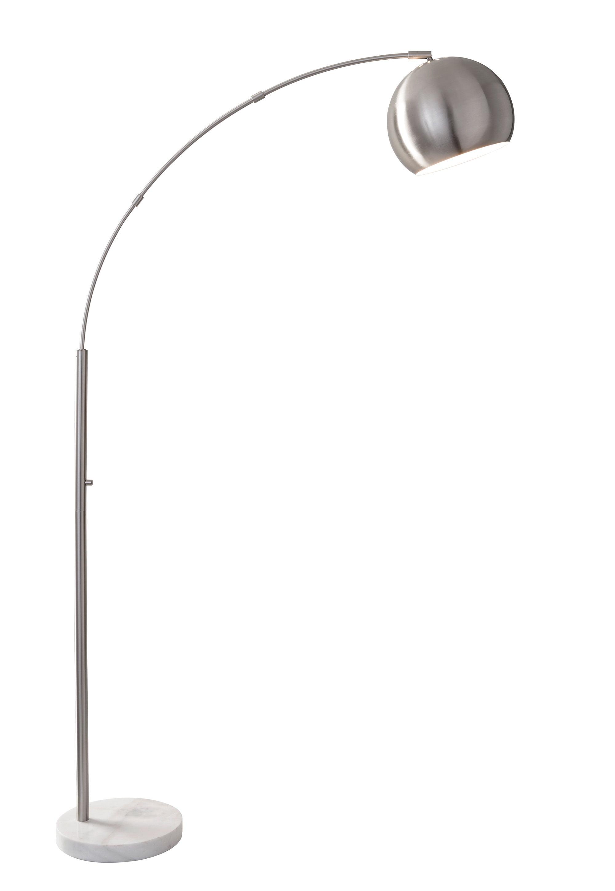 Astoria 78'' Brushed Steel Arc Floor Lamp with White Marble Base