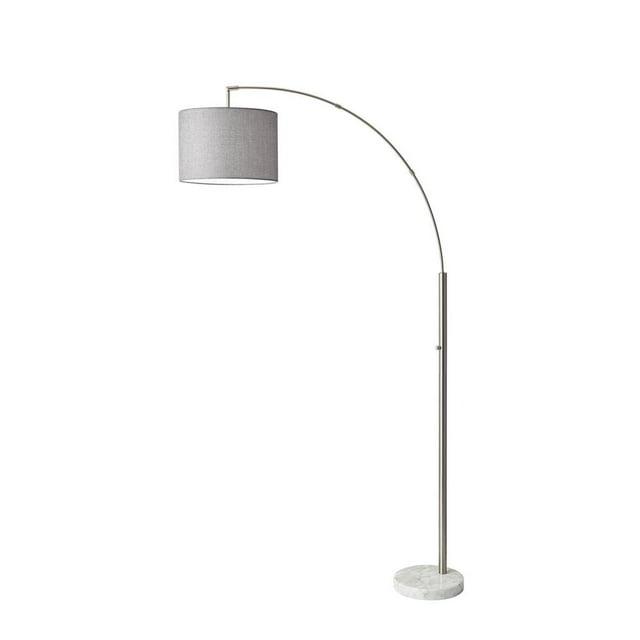 73.5" Bowery Arc Lamp Steel - Adesso: Contemporary Design, ETL Listed, Linen Shade, Metal Body