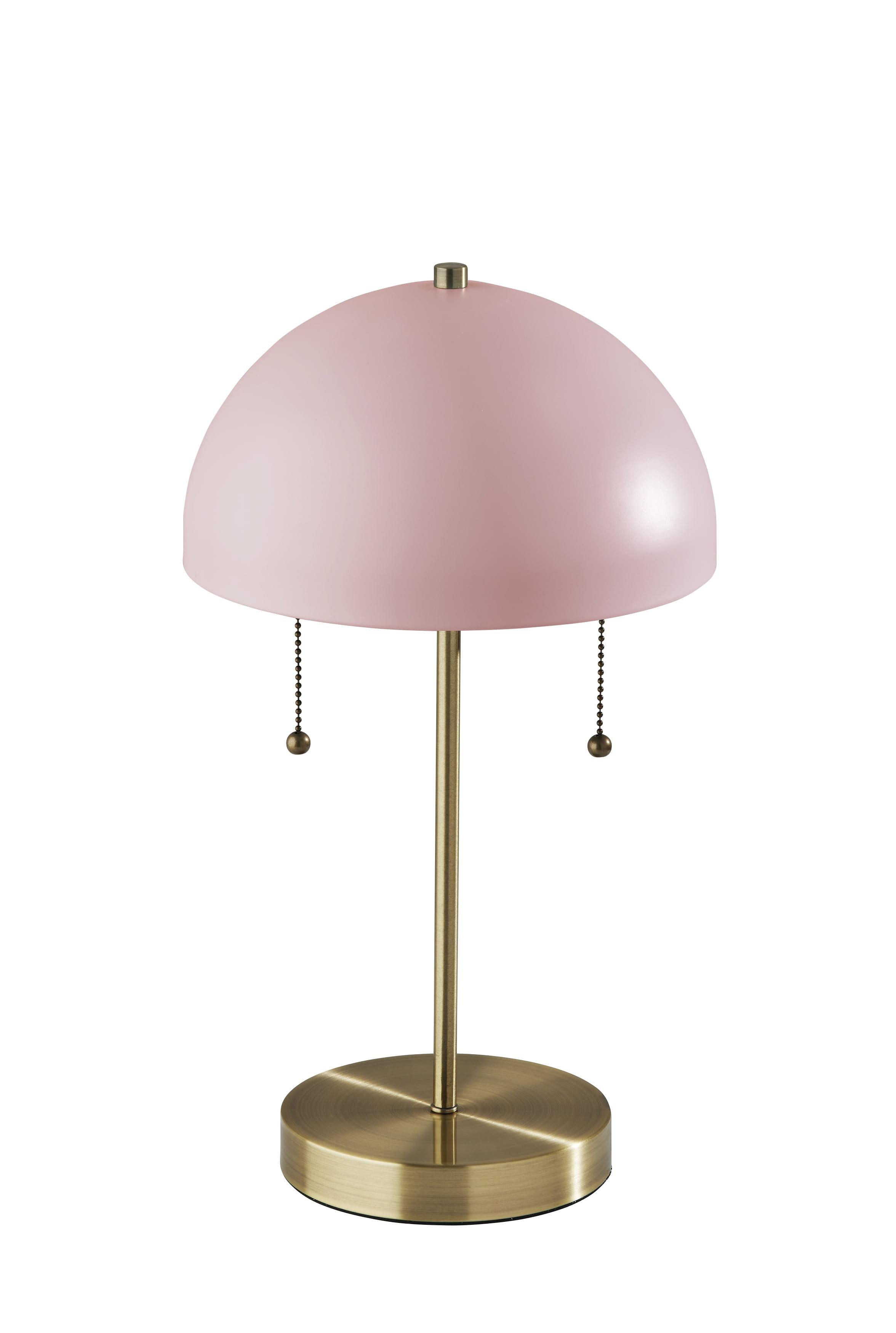 Bowie Antique Brass Table Lamp Light Pink - Adesso: Vintage-Inspired, Dual Pull Chain, ETL Listed, No Assembly Required