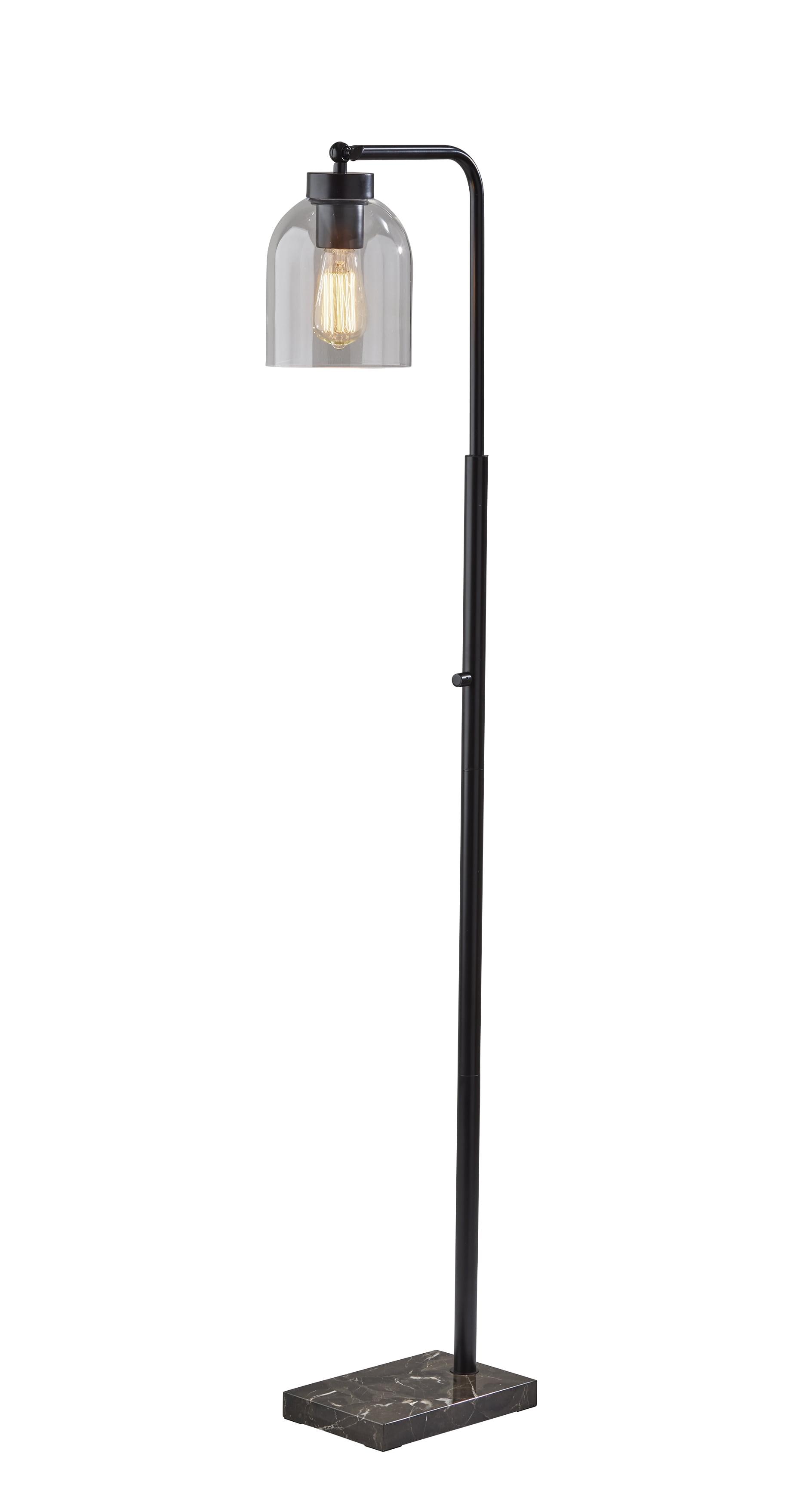 Edison 55'' Adjustable Black Floor Lamp with Clear Glass Shade