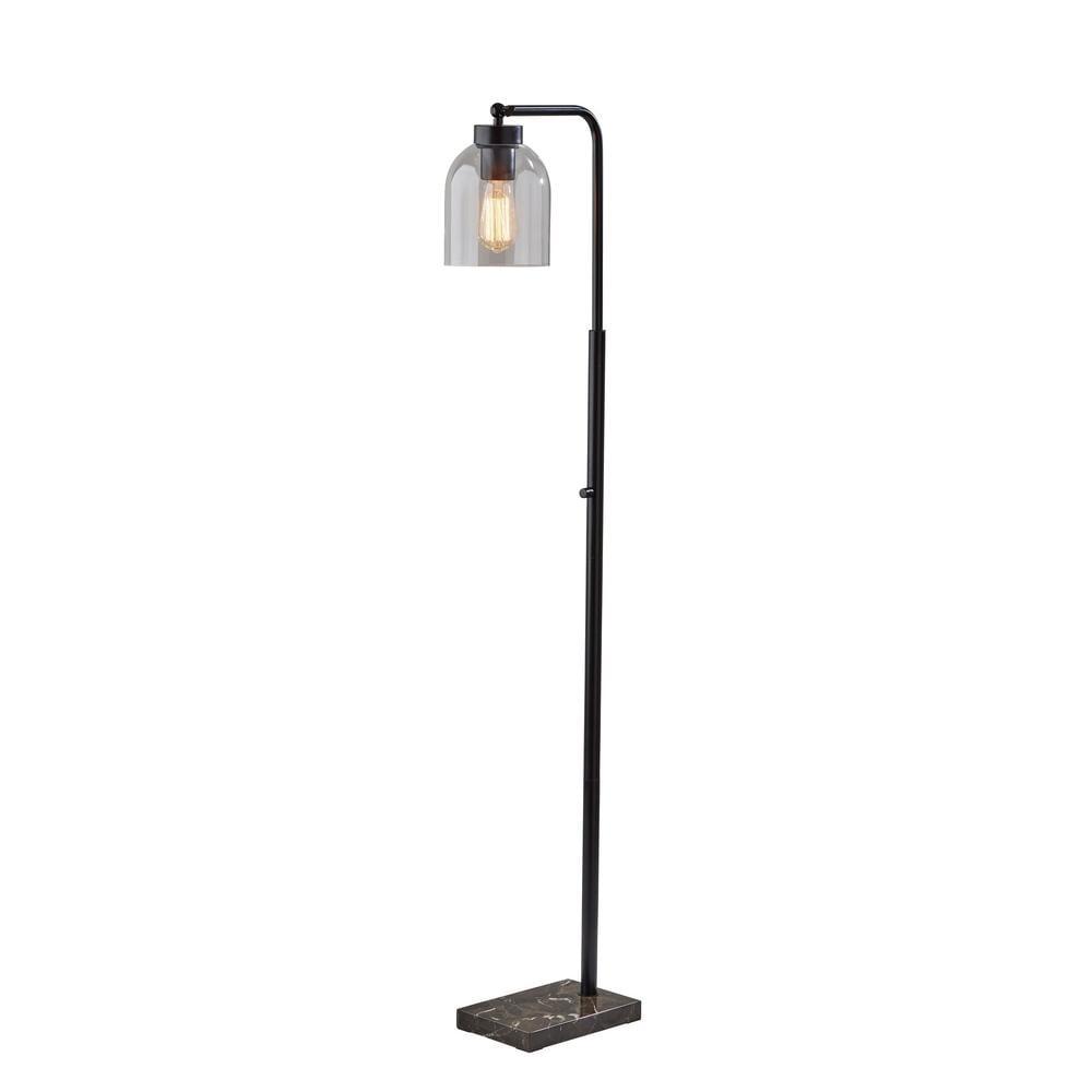 Bristol Floor Lamp: Mid-Century Modern, Adjustable, Marble Base Includes Light Bulb - Adesso