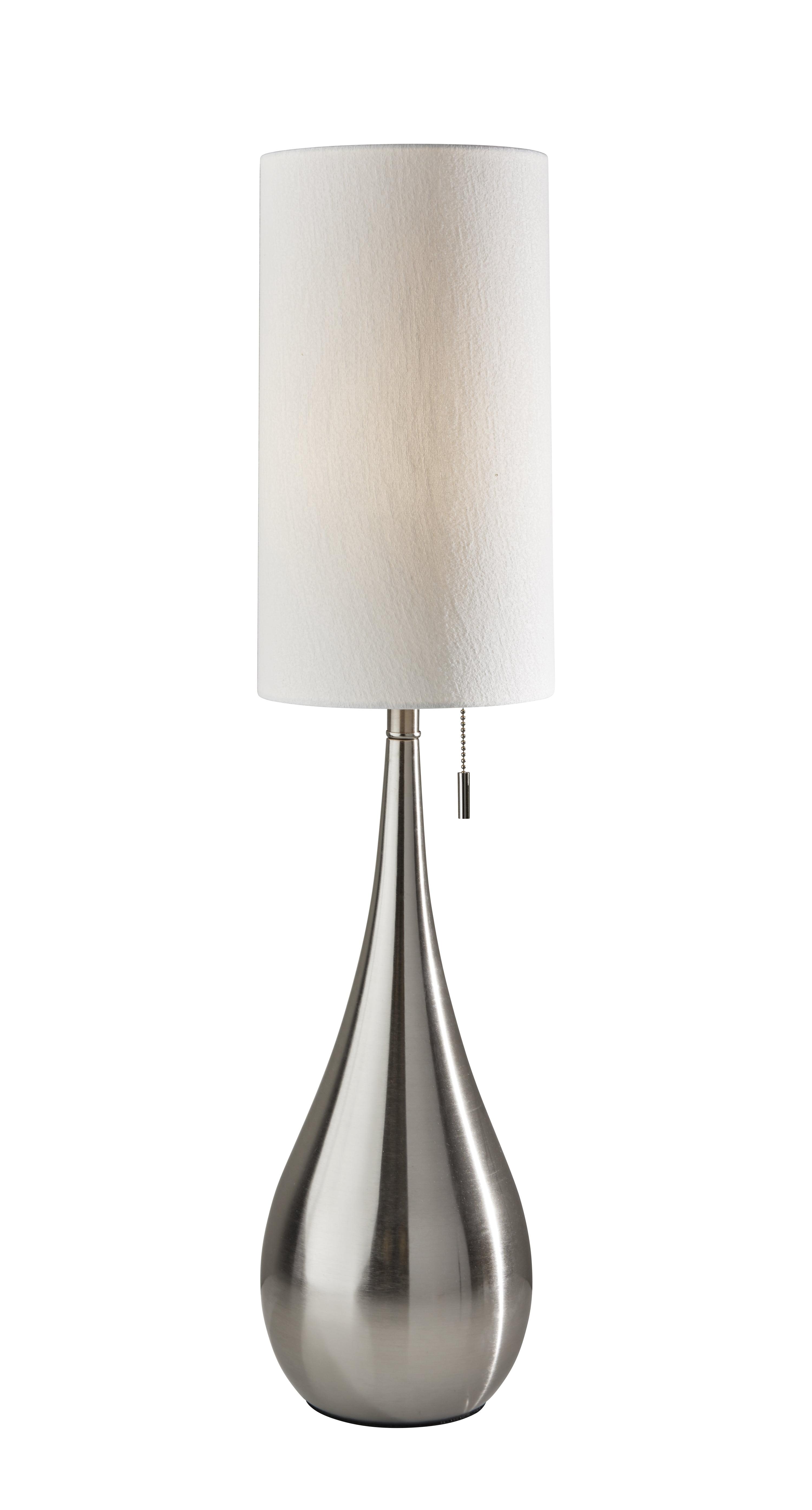 Tall White Teardrop Desk Lamp with Metal Base