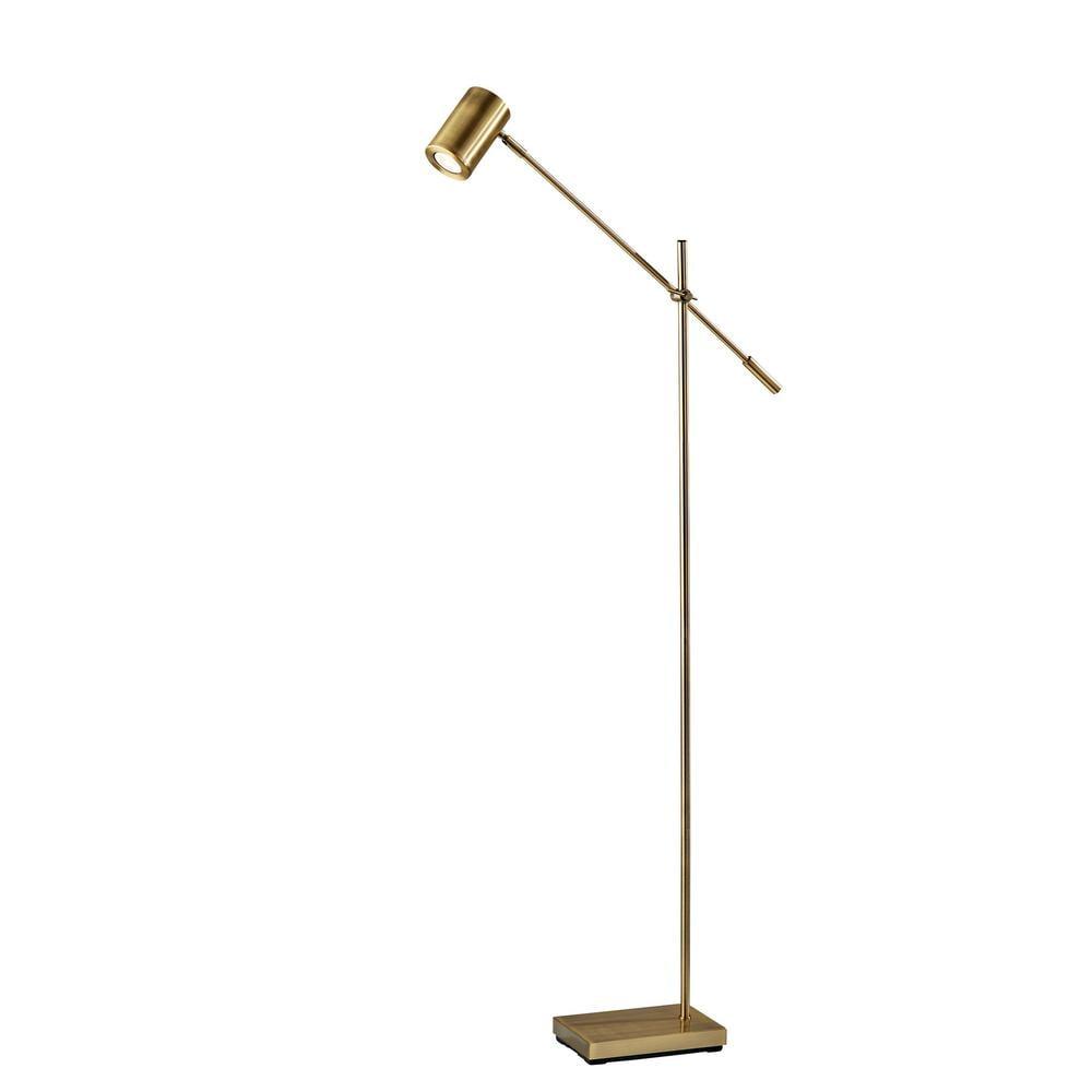 Antique Brass Adjustable LED Floor Lamp with Touch Dimmer