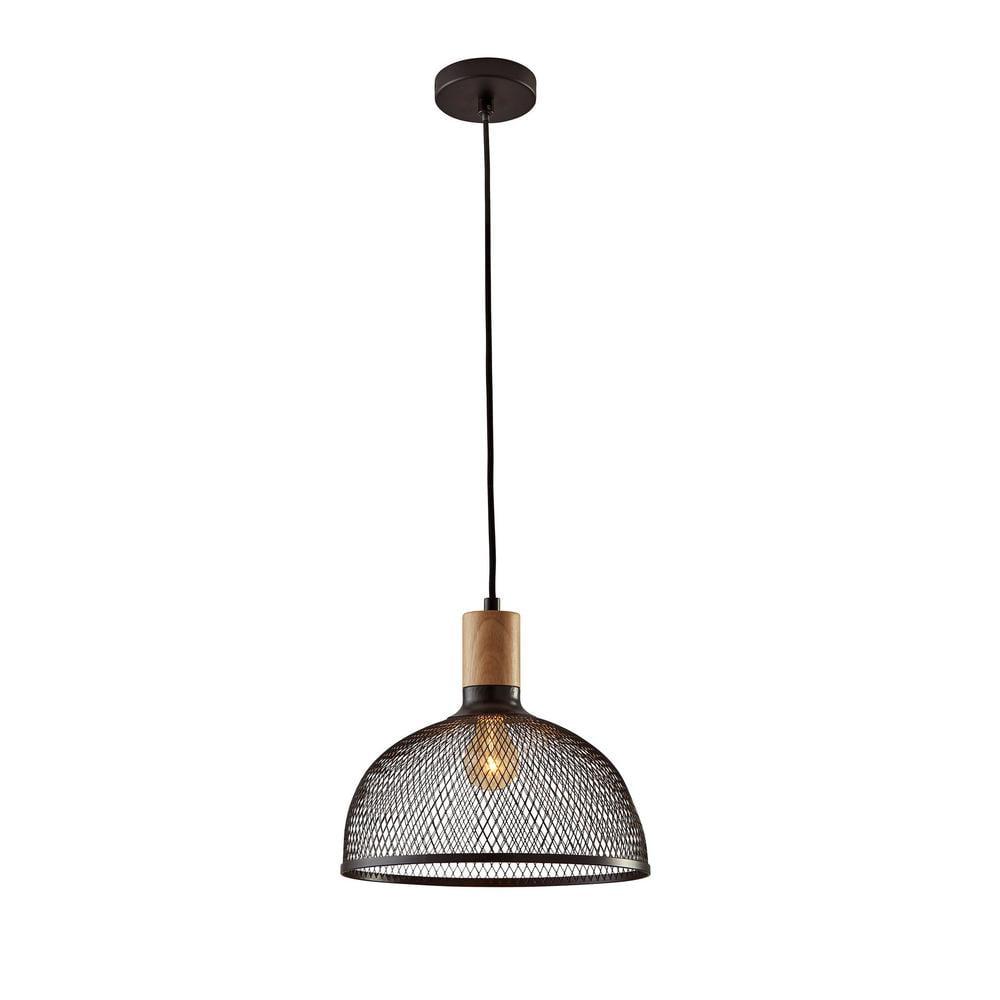 Large Dale Pendant Black - Adesso: Industrial Style, Rubber Wood Accent, ETL Listed