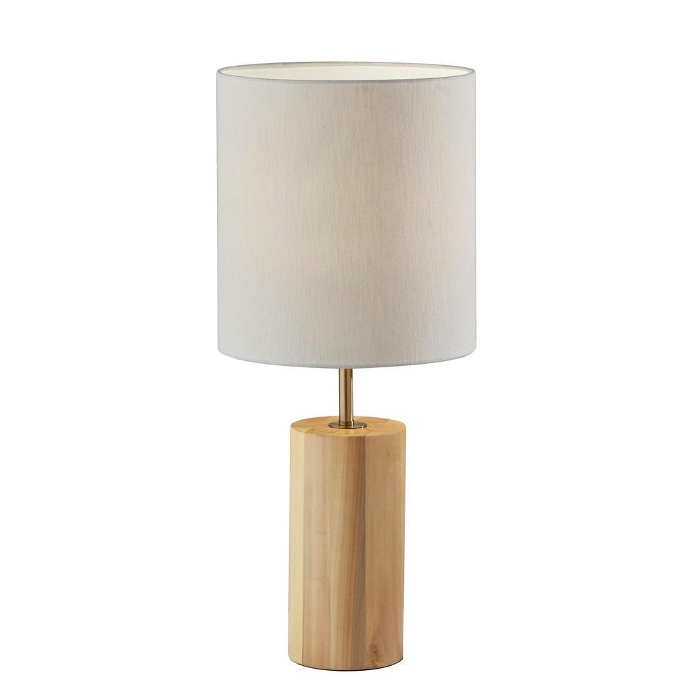 Dean Table Lamp Natural - Adesso: UL Listed, Wood Base, Cotton Shade, No Assembly Required, 30.5" Height