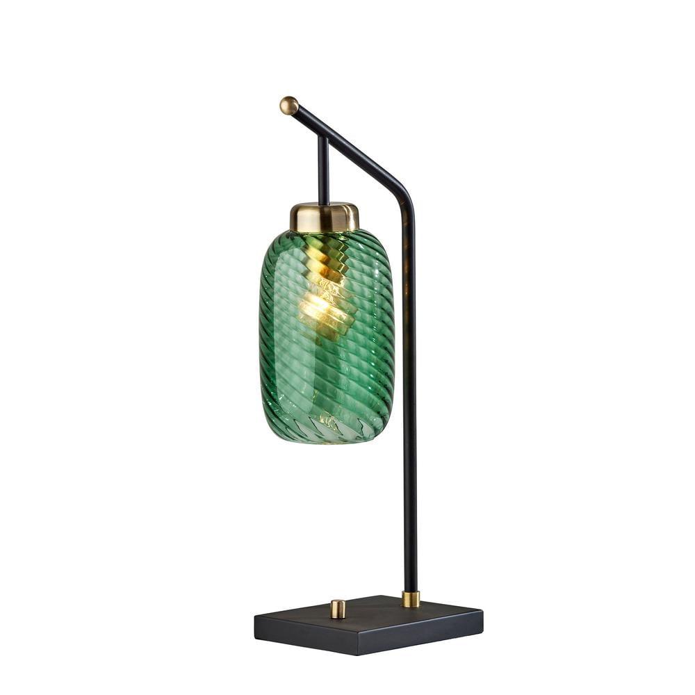 Derrick Table Lamp with Brass Accents Black - Adesso: Swirled Glass, Study & Desk Lighting, ETL Listed