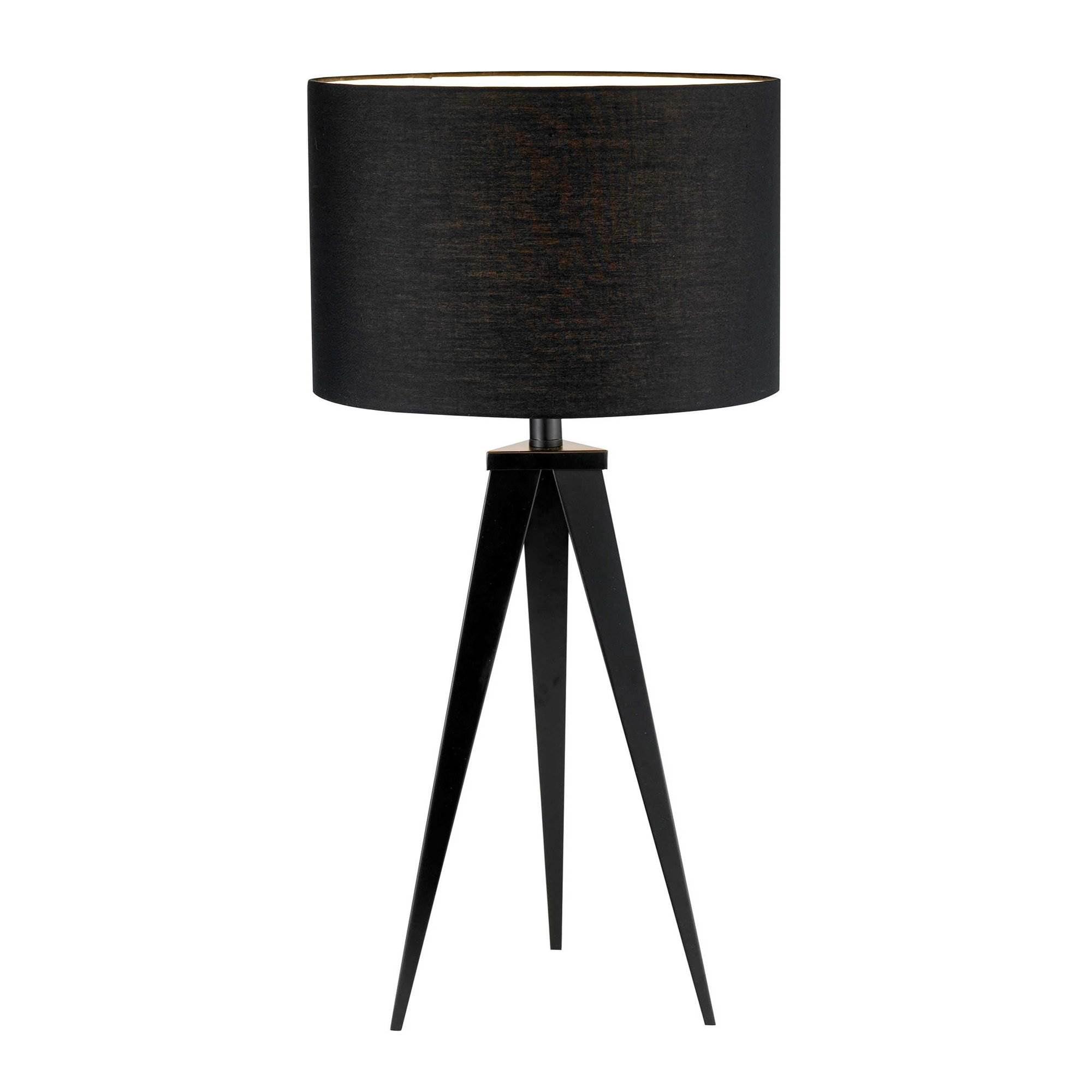 Adesso Director Table Lamp Black: Modern Cotton Shade, Metal Body, UL Listed, No Assembly Required